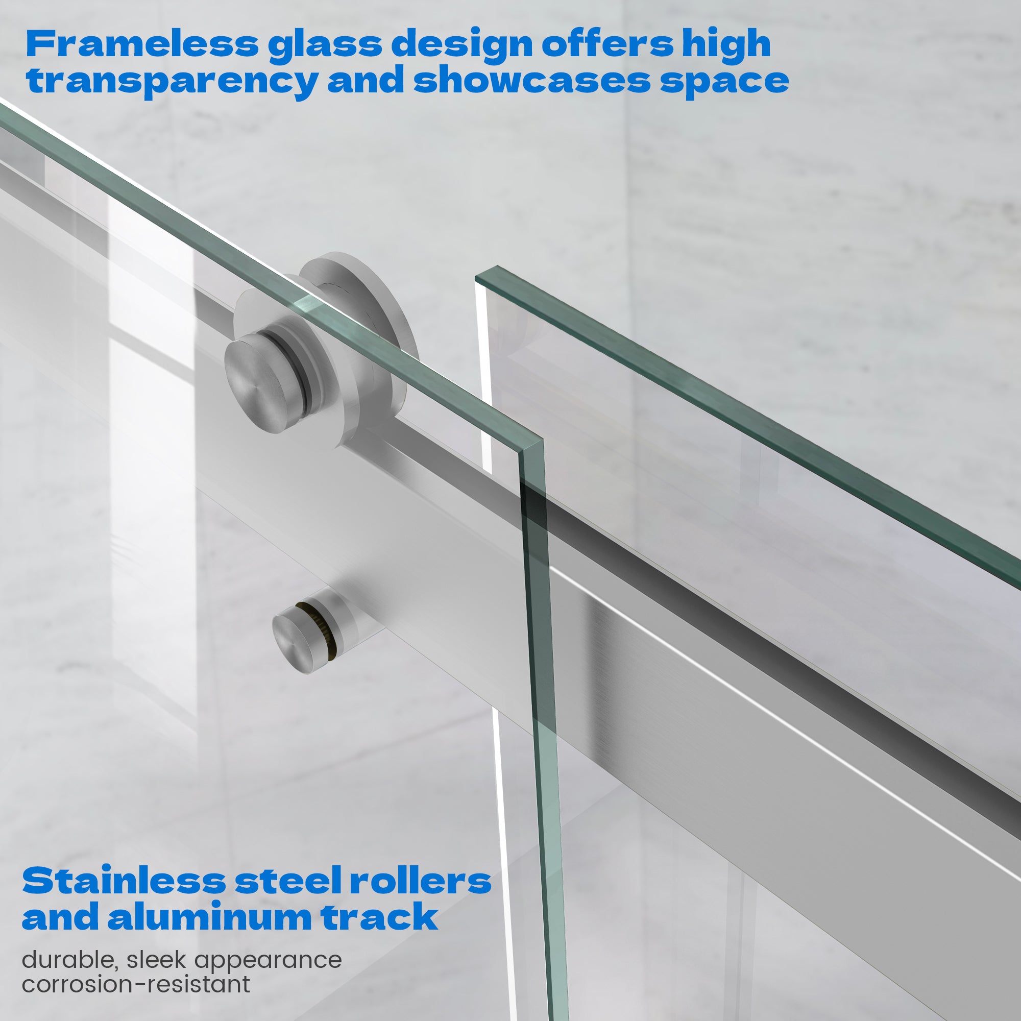 56" - 60" W x 62" H Semi - Frameless Double Sliding Bathtub Door with 5/16" (8 mm) Clear Glass and Stainless Steel Handle, Brushed Nickel - Bathtub Door - AquivaCoast Showers - Bathtub Door - Sliding - 