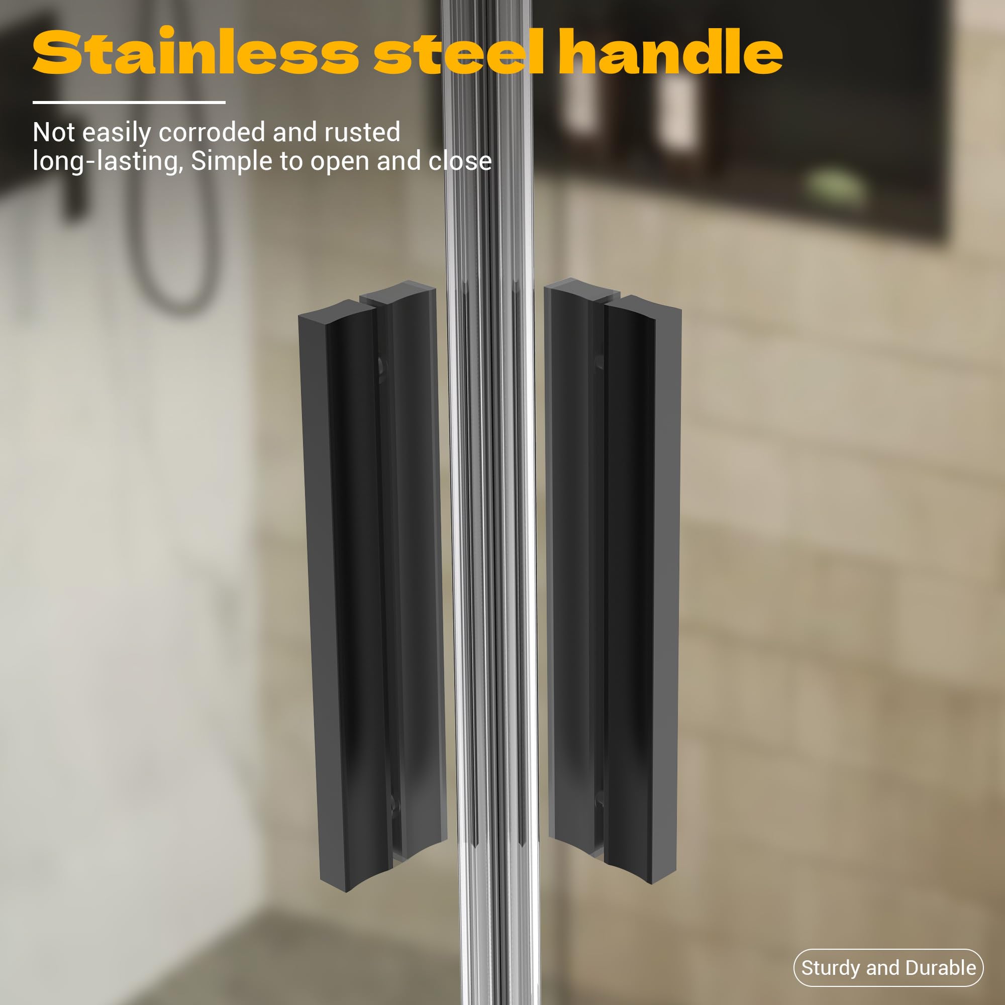 34" L x 34" W x 76" H, 36" L x 36" W x 76" H Sliding Corner Shower Enclosure #Color_Matte Black