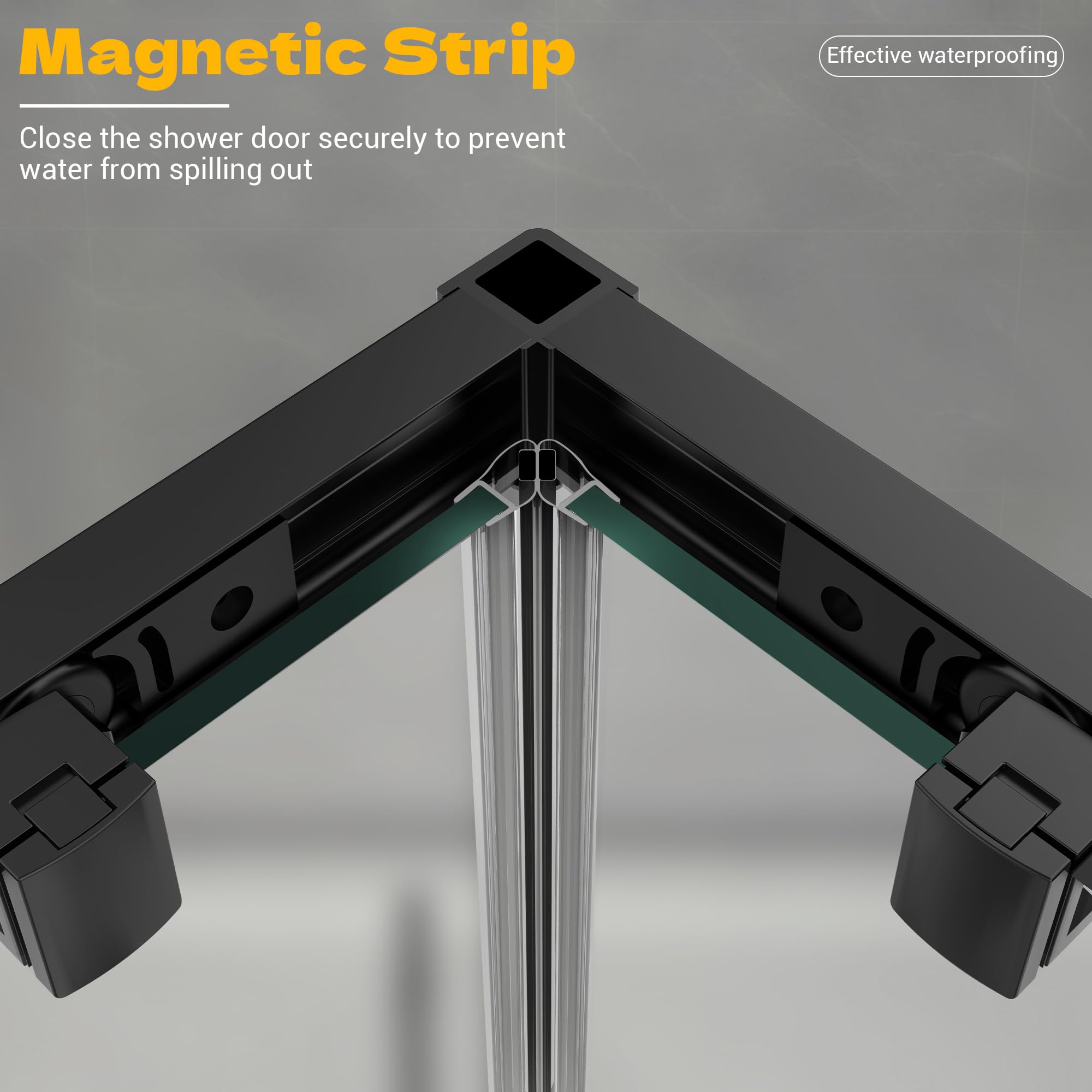 34" L x 34" W x 76" H, 36" L x 36" W x 76" H Sliding Corner Shower Enclosure #Color_Matte Black