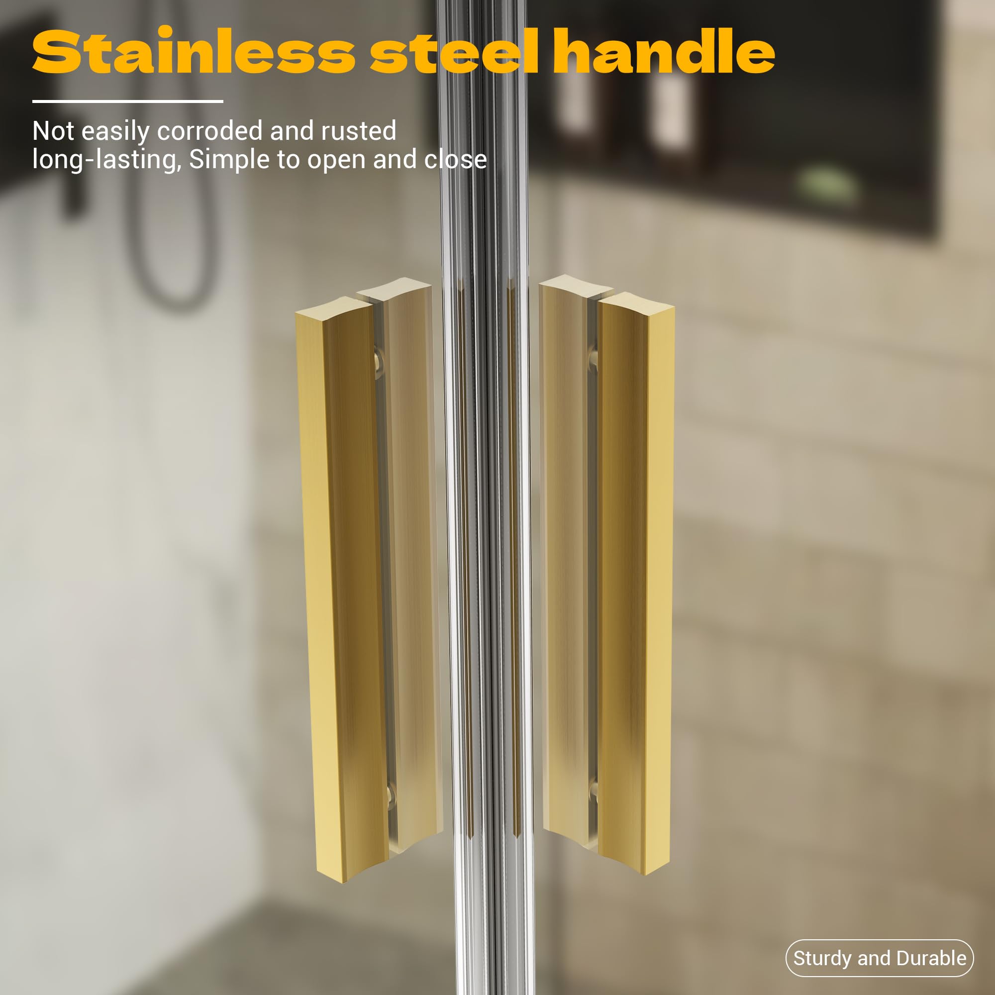 34" L x 34" W x 76" H, 36" L x 36" W x 76" H Sliding Corner Shower Enclosure #Color_Brushed Gold