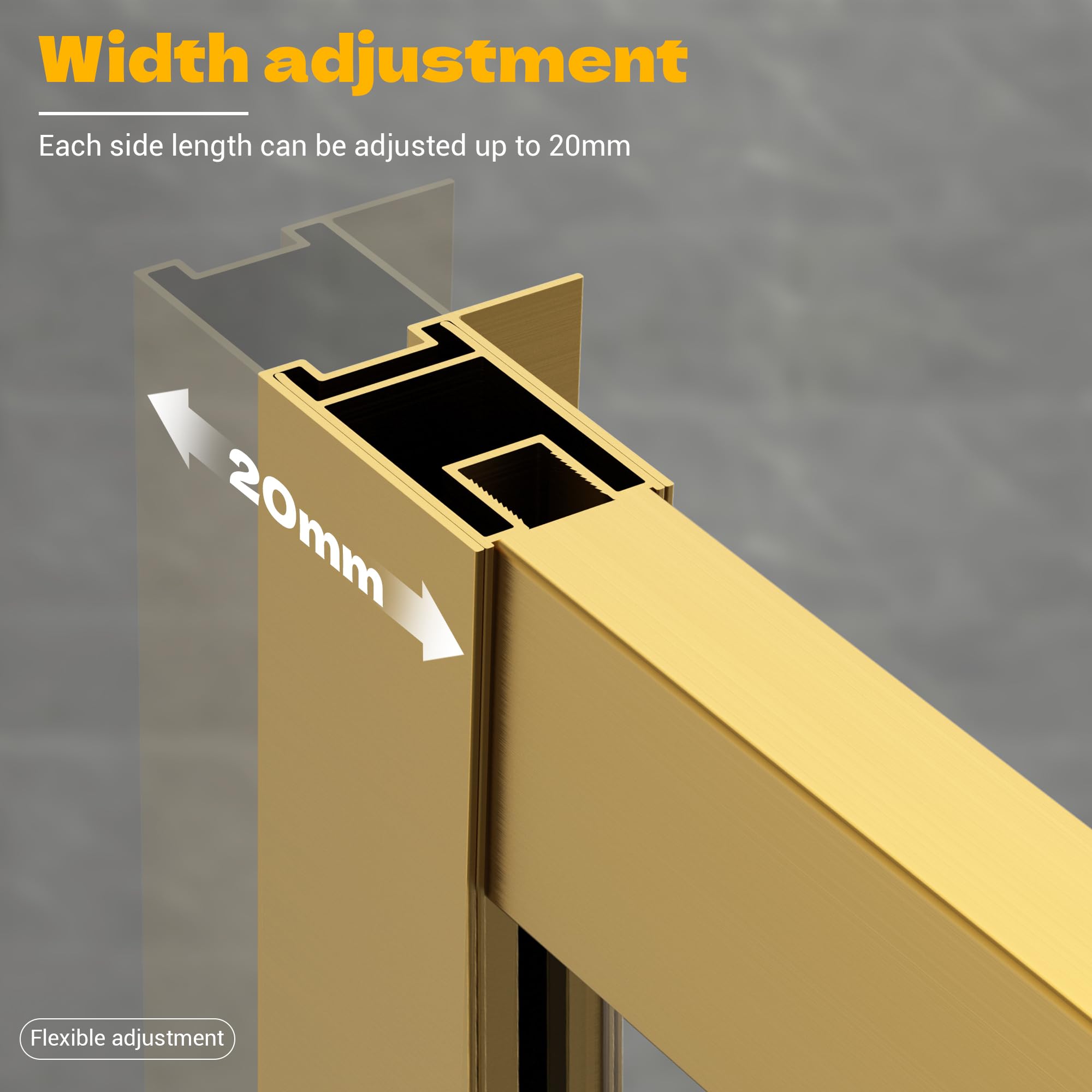 34" L x 34" W x 76" H, 36" L x 36" W x 76" H Sliding Corner Shower Enclosure #Color_Brushed Gold