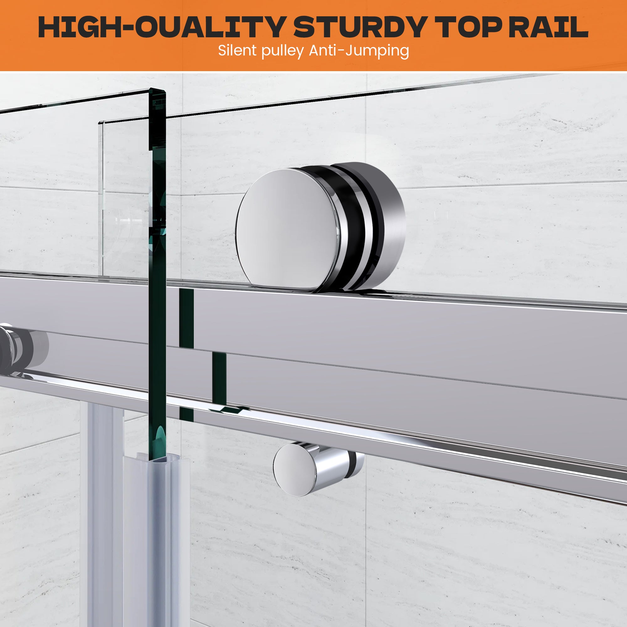 56"-60" x 58" Frameless Double Sliding Tub Door Roller B7 #Color_Chrome