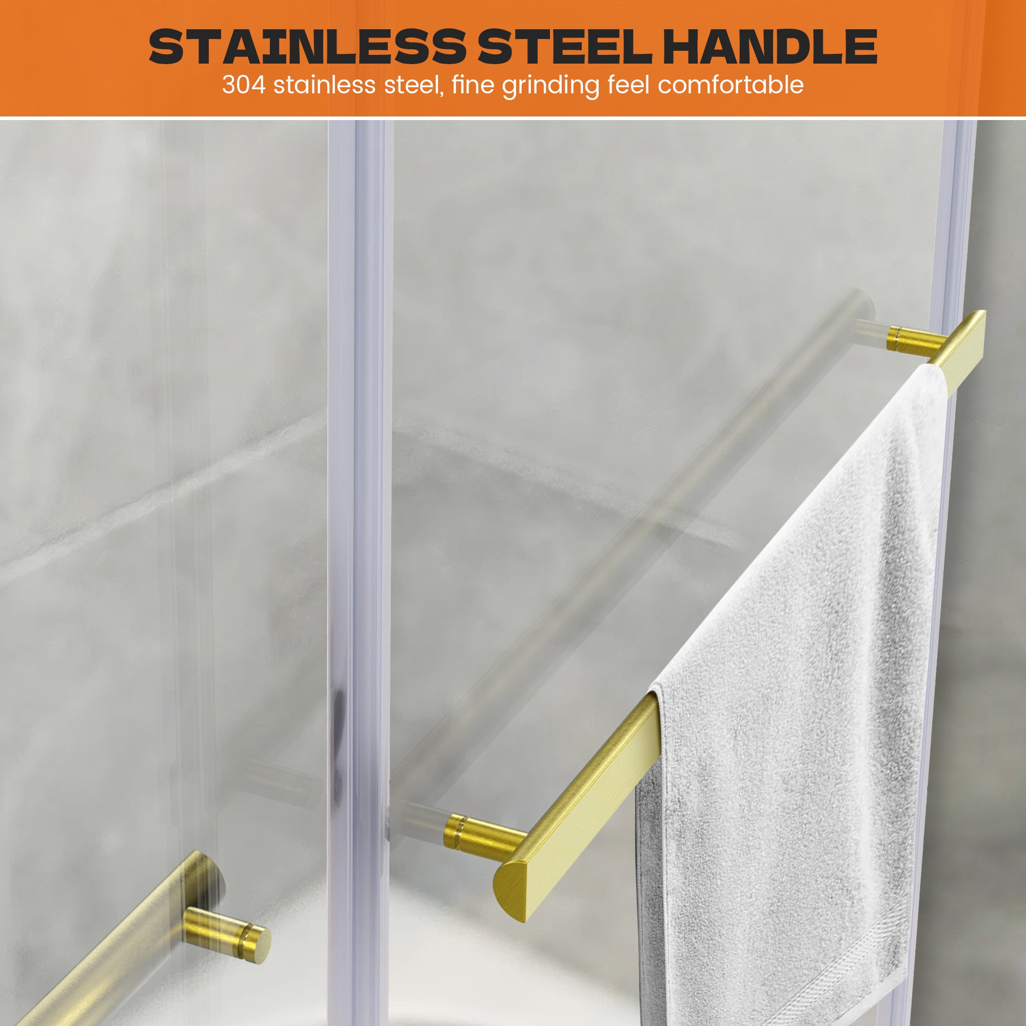 56"-60" x 58" Frameless Double Sliding Tub Door Roller B8 #Color_Brushed Gold