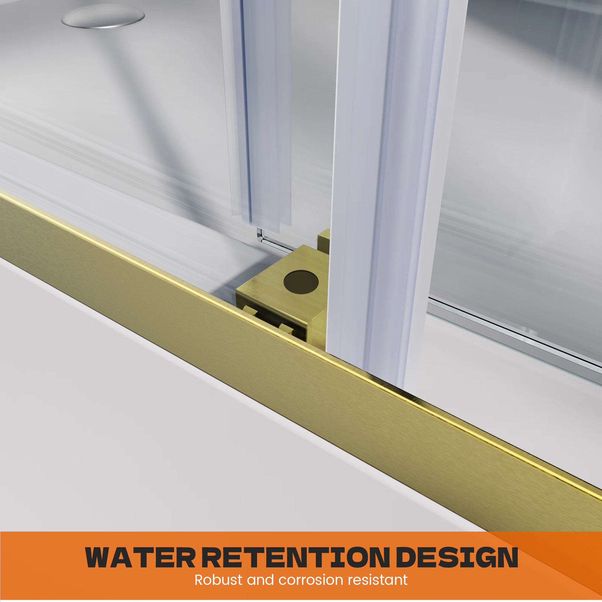 56"-60" x 58" Frameless Double Sliding Tub Door Roller B8 #Color_Brushed Gold