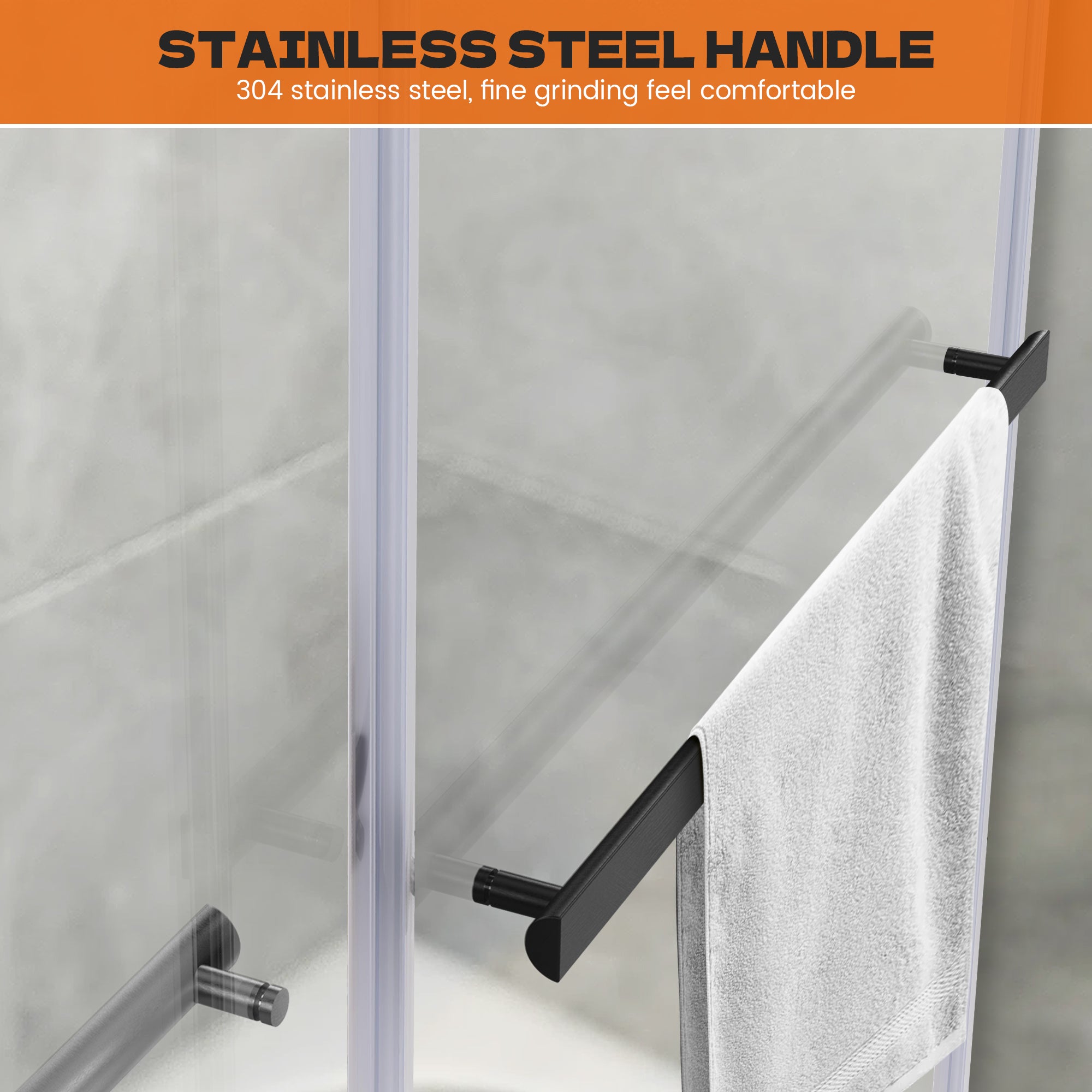 56"-60" x 58" Frameless Double Sliding Tub Door Roller B9 #Color_Matte Black