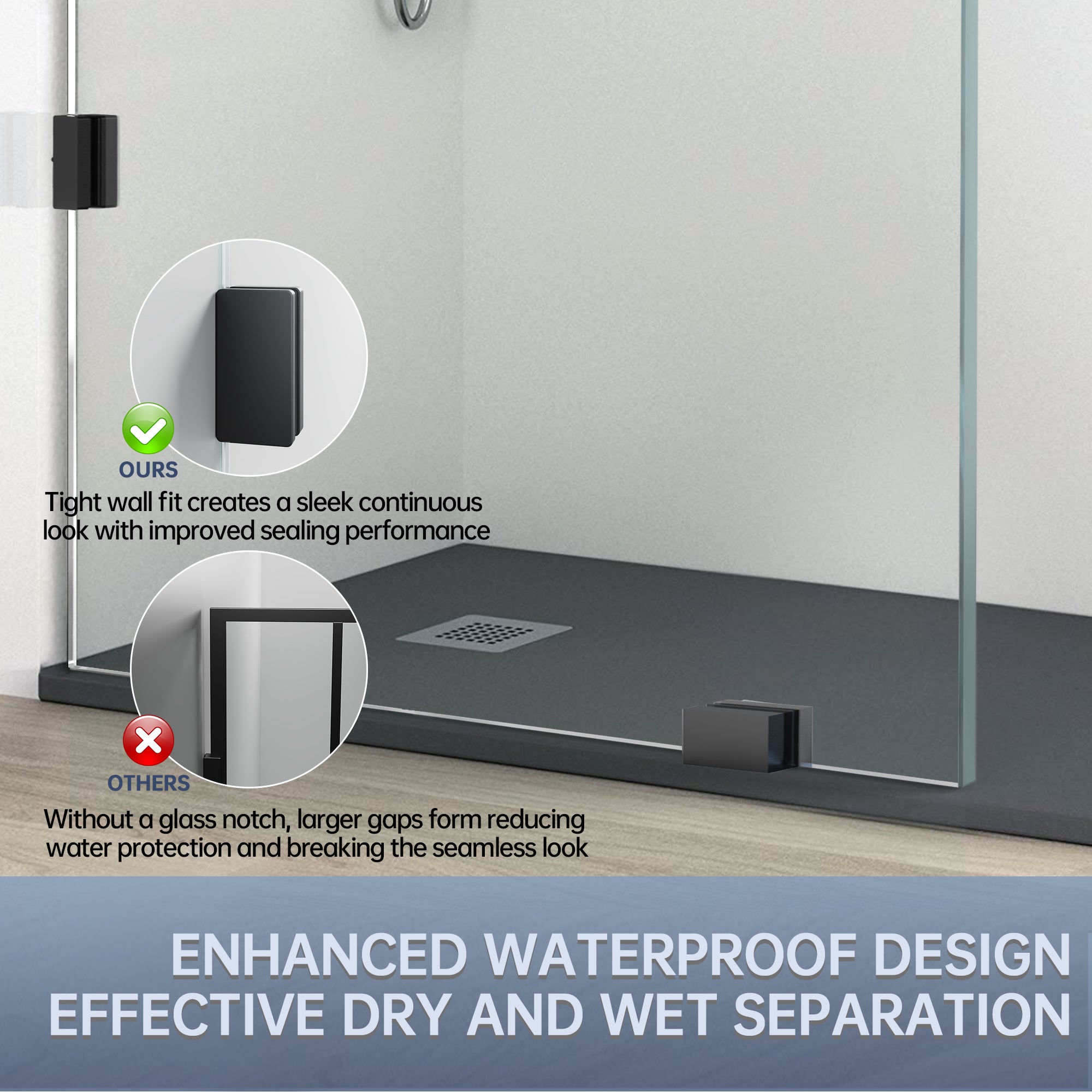 30.5"/36" x 78.75" Walk-in Frameless Shower Screen with 3/8" (10mm) Ultra-Clear Tempered Glass #Color_Matte Black