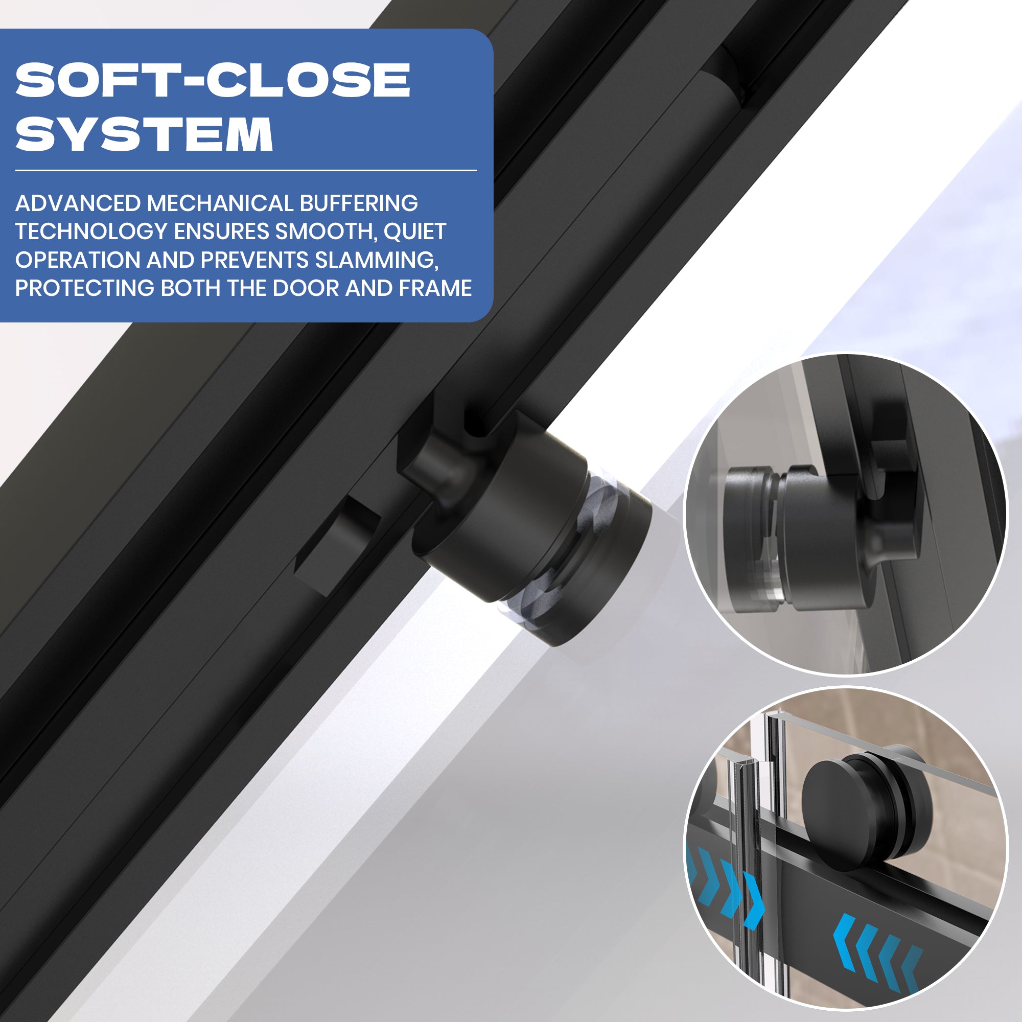 56" to 60" x 76" Frameless Double Sliding Shower Door AB9 #Color_Matte Black