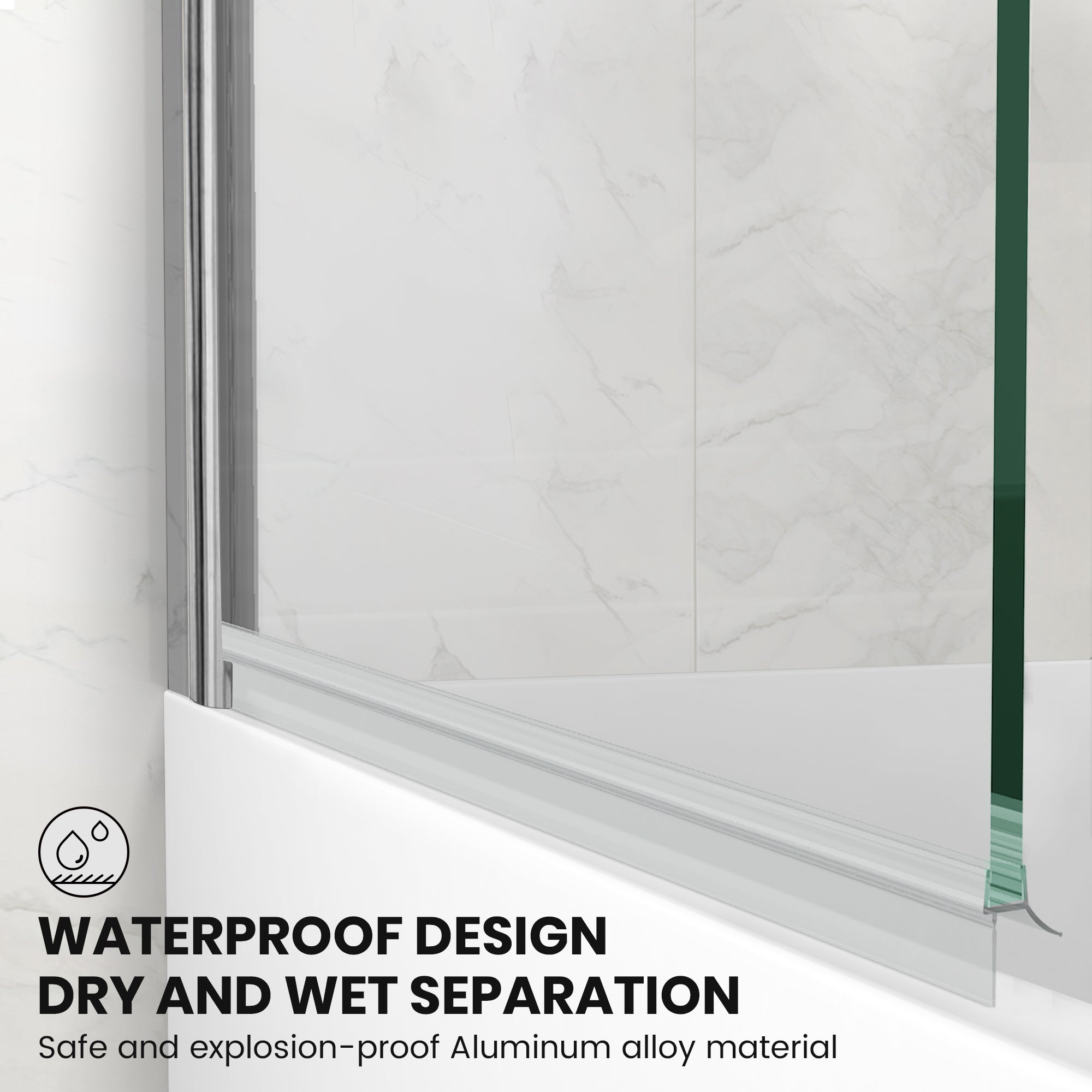 34" W x 58" H Frameless Pivot Bathtub Screen with Curved Top Misty J1 #Color_Polished Chrome