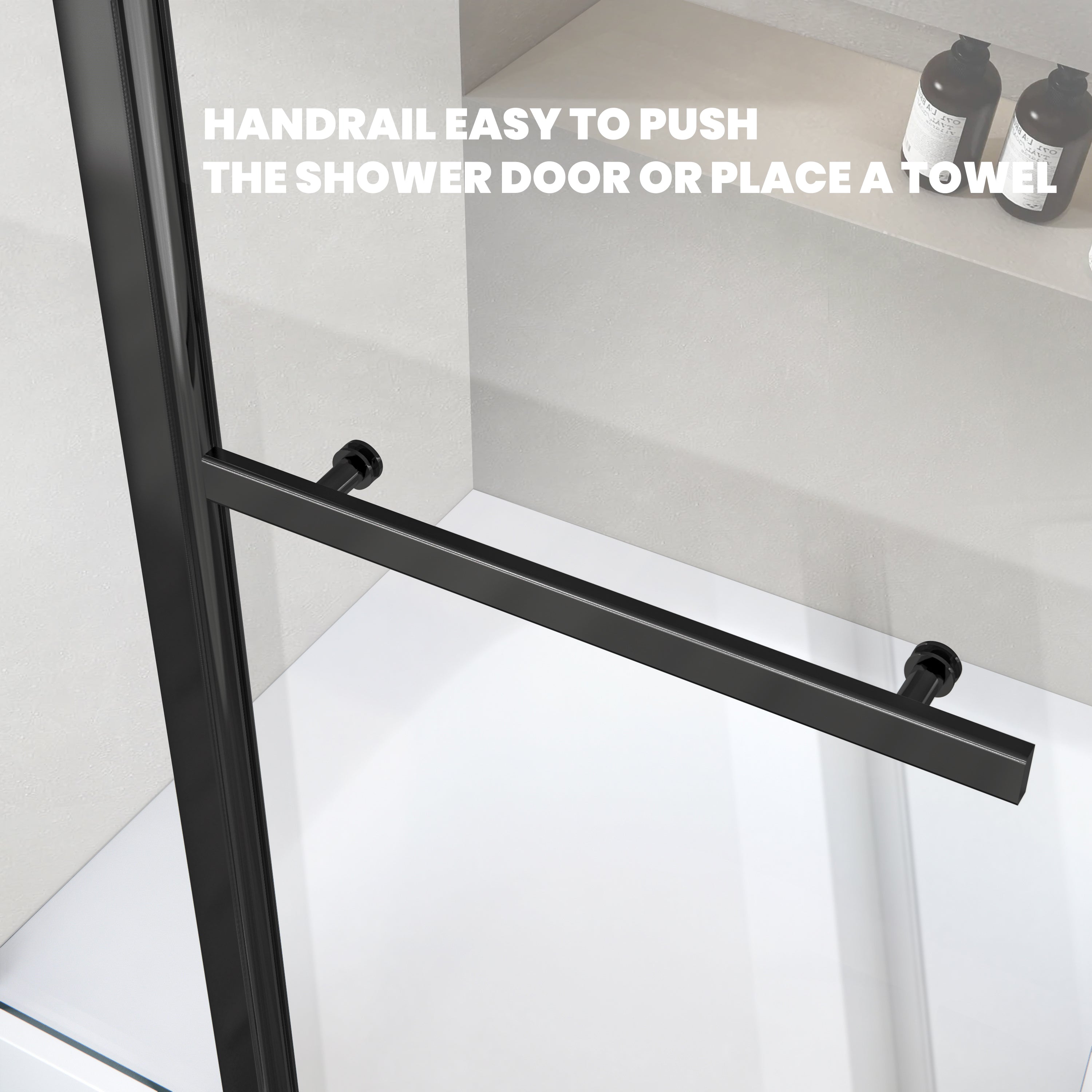 36" W x 55" H Frameless Pivot Bathtub Screen Serene B25 #Color_Matte Black