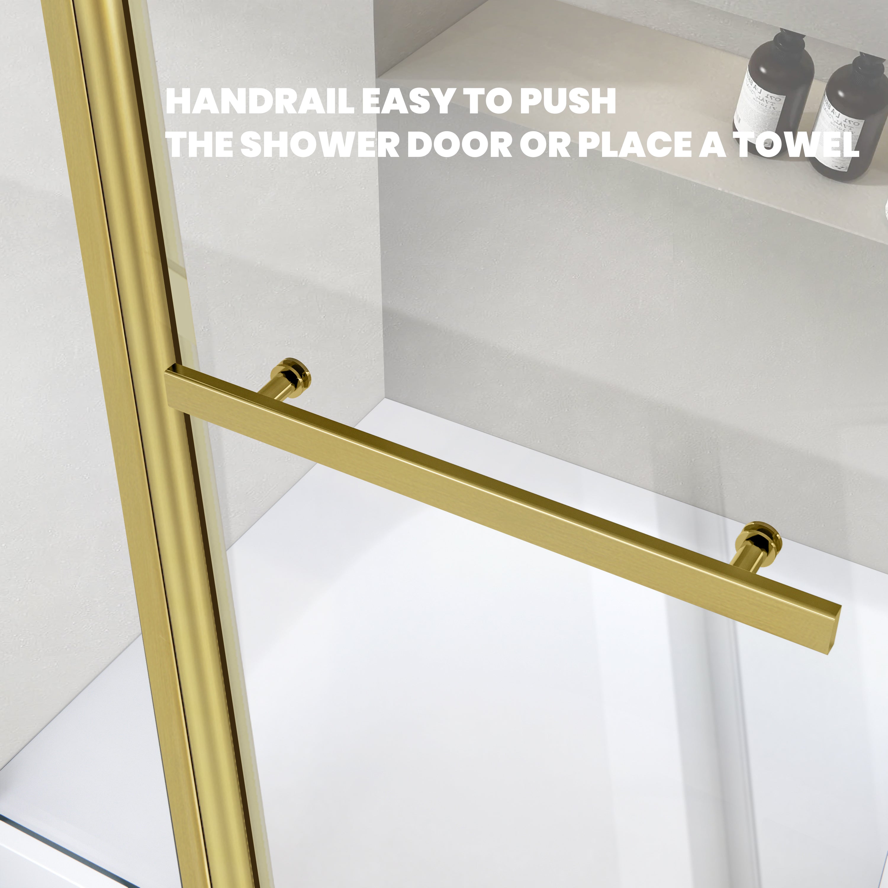 36" W x 55" H Frameless Pivot Bathtub Screen Serene B26 #Color_Brushed Gold