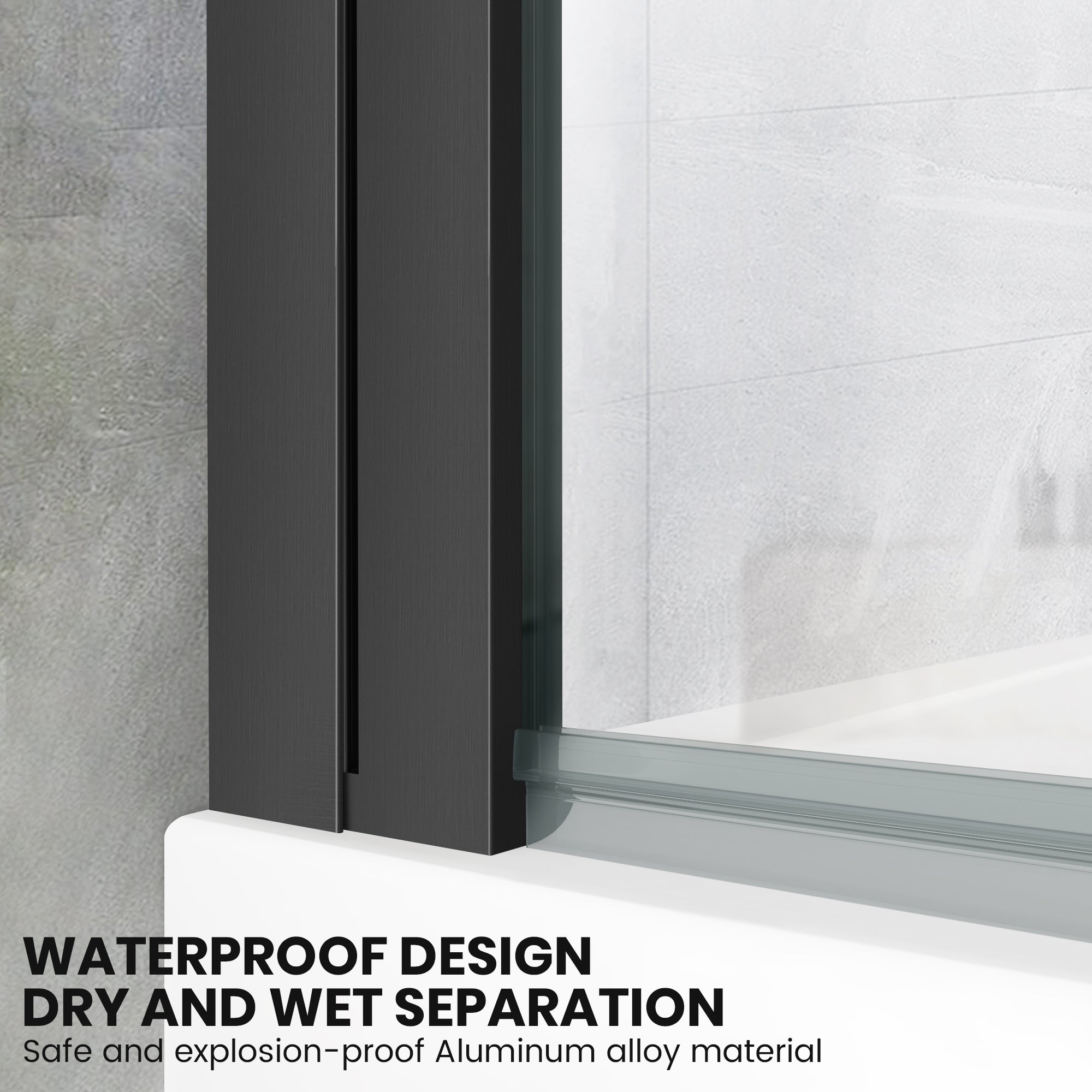 34" W x 58" H Frameless Pivot Bathtub Screen Misty X1 #Color_Matte Black