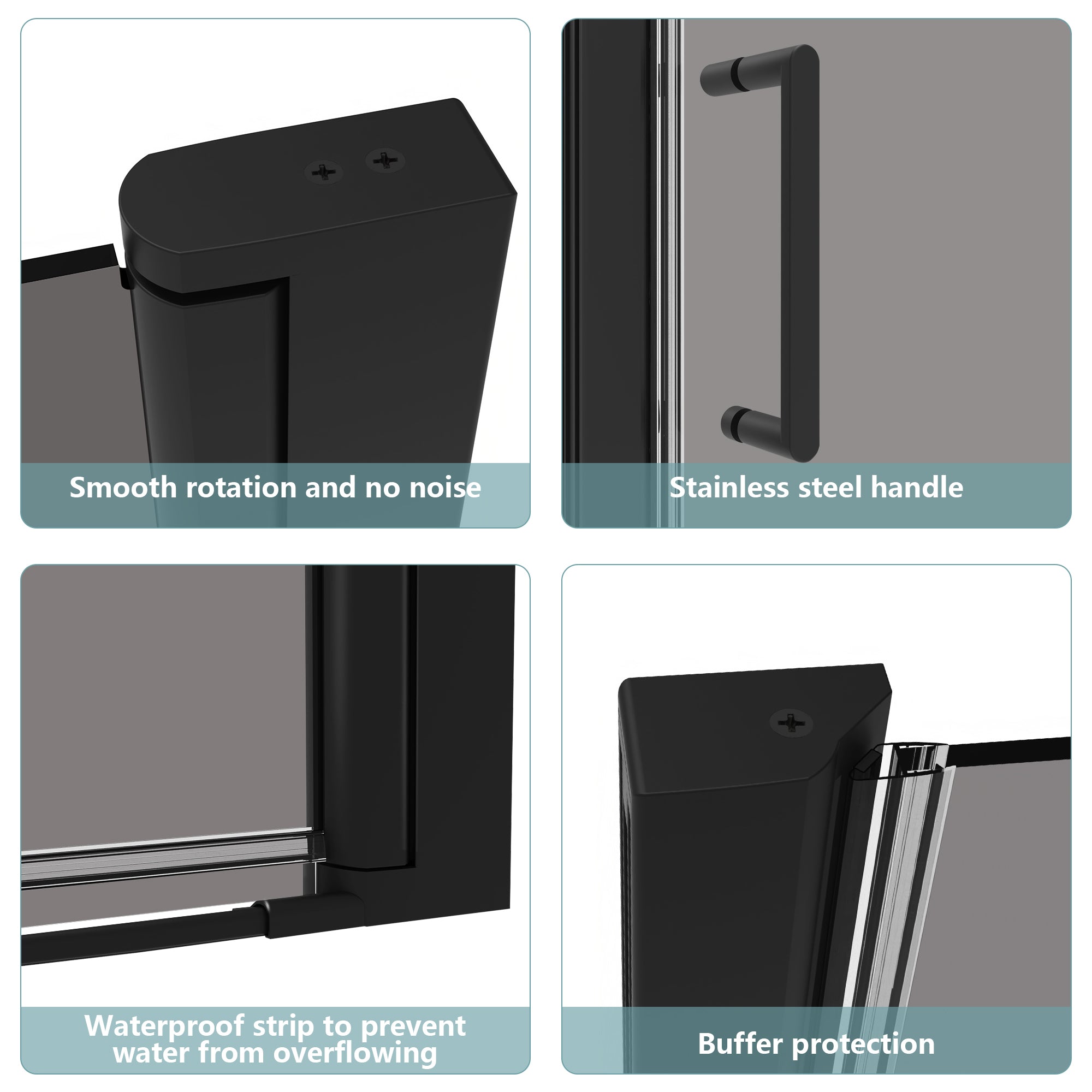34" x 72" Pivot Shower Door with Magnetic Closure, Black Tinted Glass #Glass Finish_Clear Black
