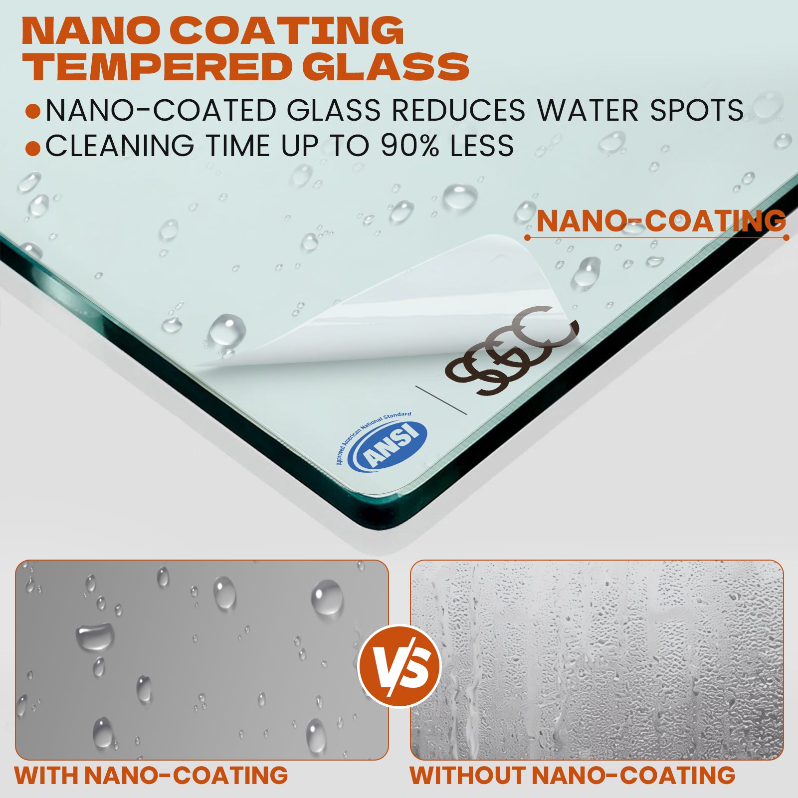 34" x 74" Walk-in Frameless Shower Screen-AB17 #Color_Chrome
