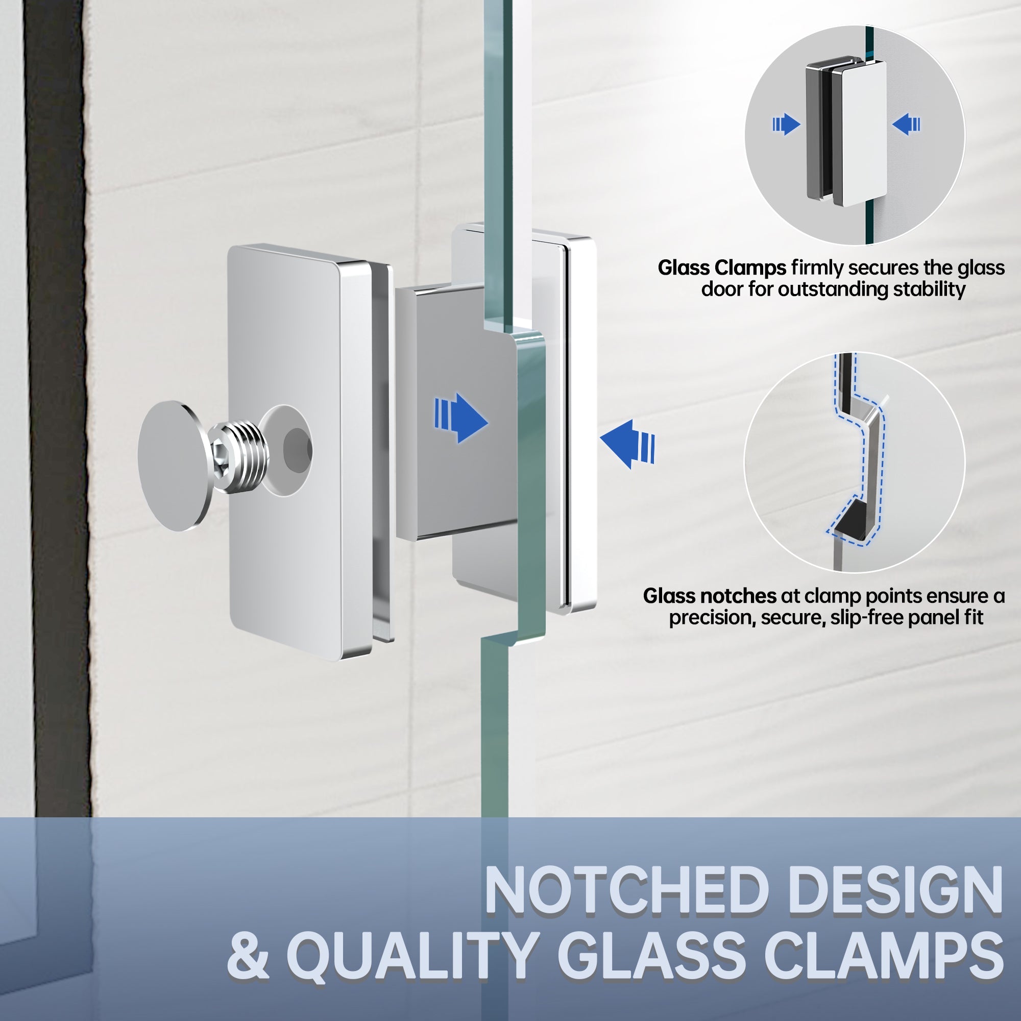 30.5"/36" x 78.75" Walk-in Frameless Shower Screen with 3/8" (10mm) Ultra-Clear Tempered Glass #Color_Chrome