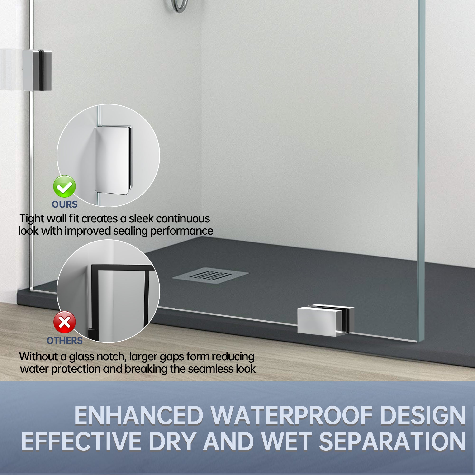 30.5"/36" x 78.75" Walk-in Frameless Shower Screen with 3/8" (10mm) Ultra-Clear Tempered Glass #Color_Chrome