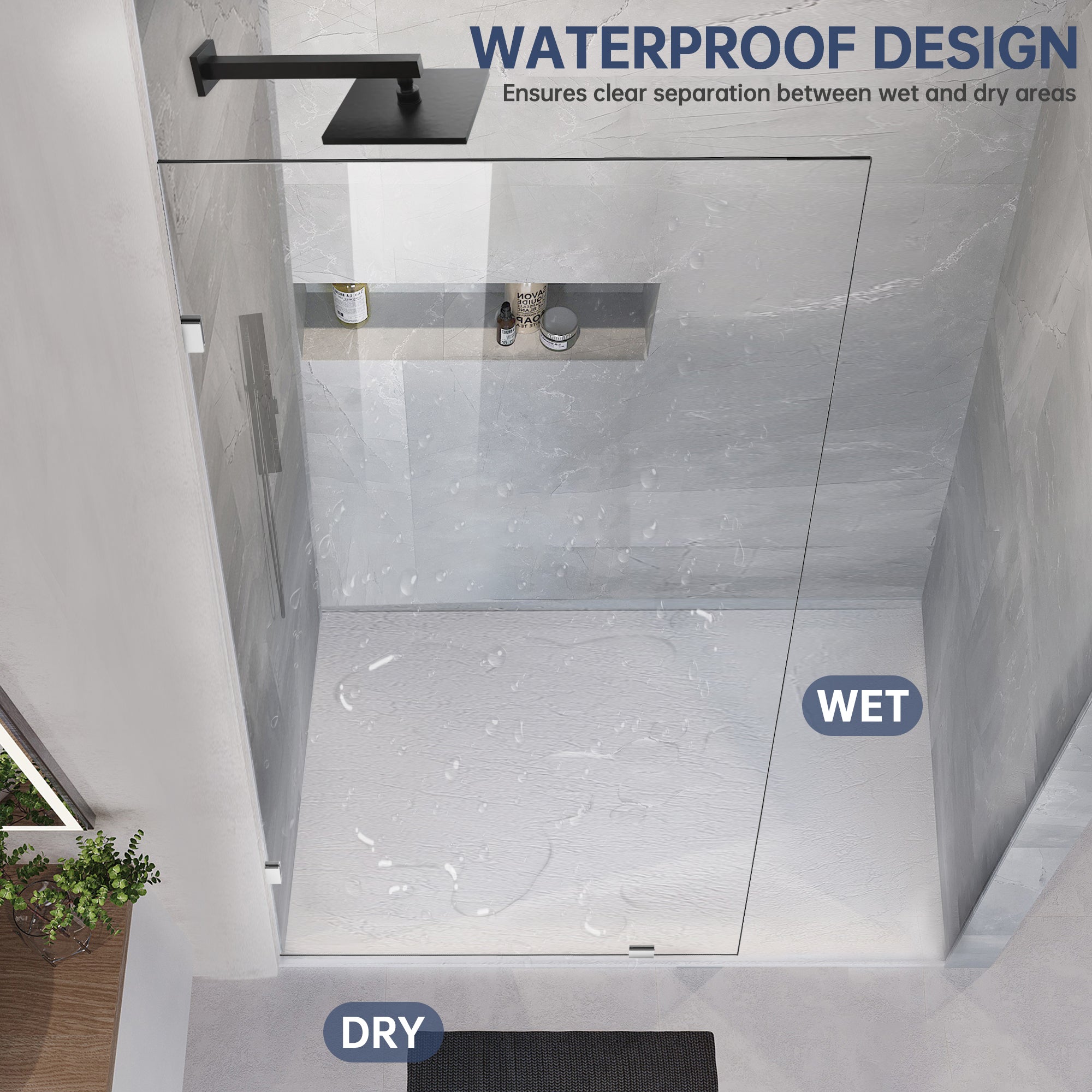 30.5"/36" x 78.75" Walk-in Frameless Shower Screen with 3/8" (10mm) Ultra-Clear Tempered Glass #Color_Chrome