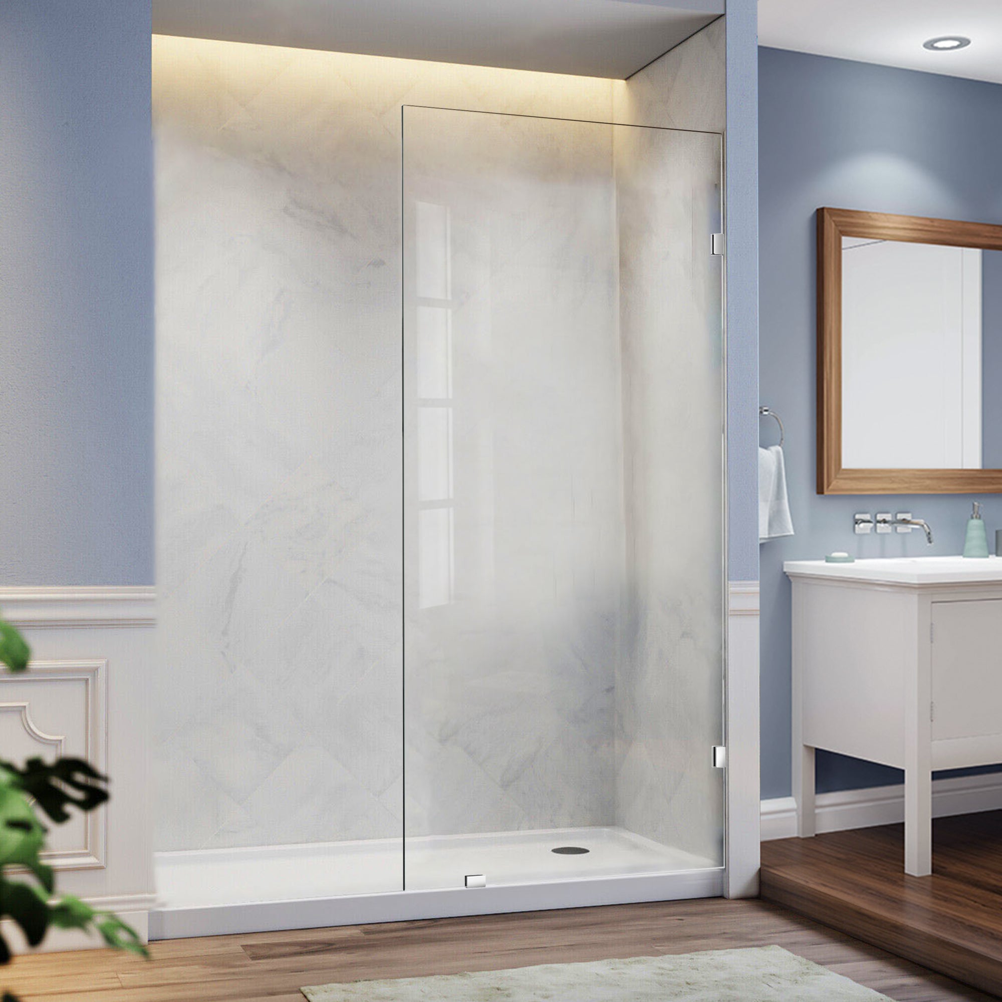 30.5"/36" x 78.75" Walk-in Frameless Shower Screen with 3/8" (10mm) Ultra-Clear Tempered Glass #Color_Chrome