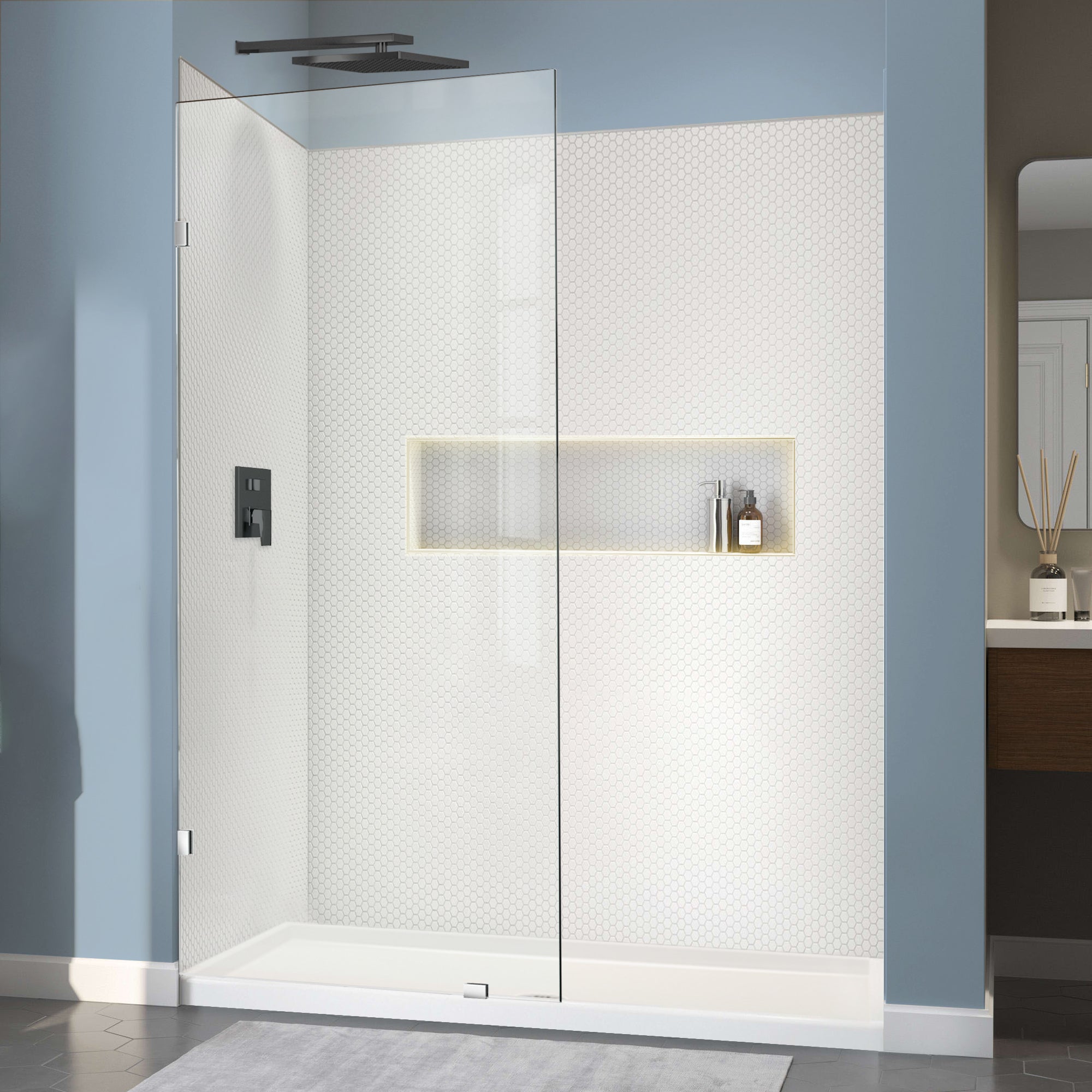 30.5"/36" x 78.75" Walk-in Frameless Shower Screen with 3/8" (10mm) Ultra-Clear Tempered Glass #Color_Chrome