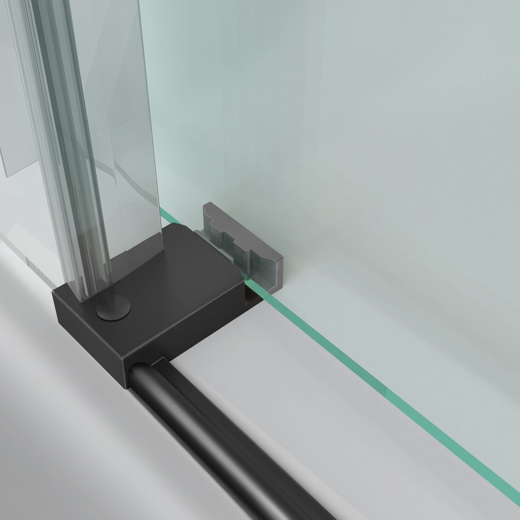 56"-60" x 58" Frameless Single Sliding Tub Door Roller J7 #Color_Matte Black