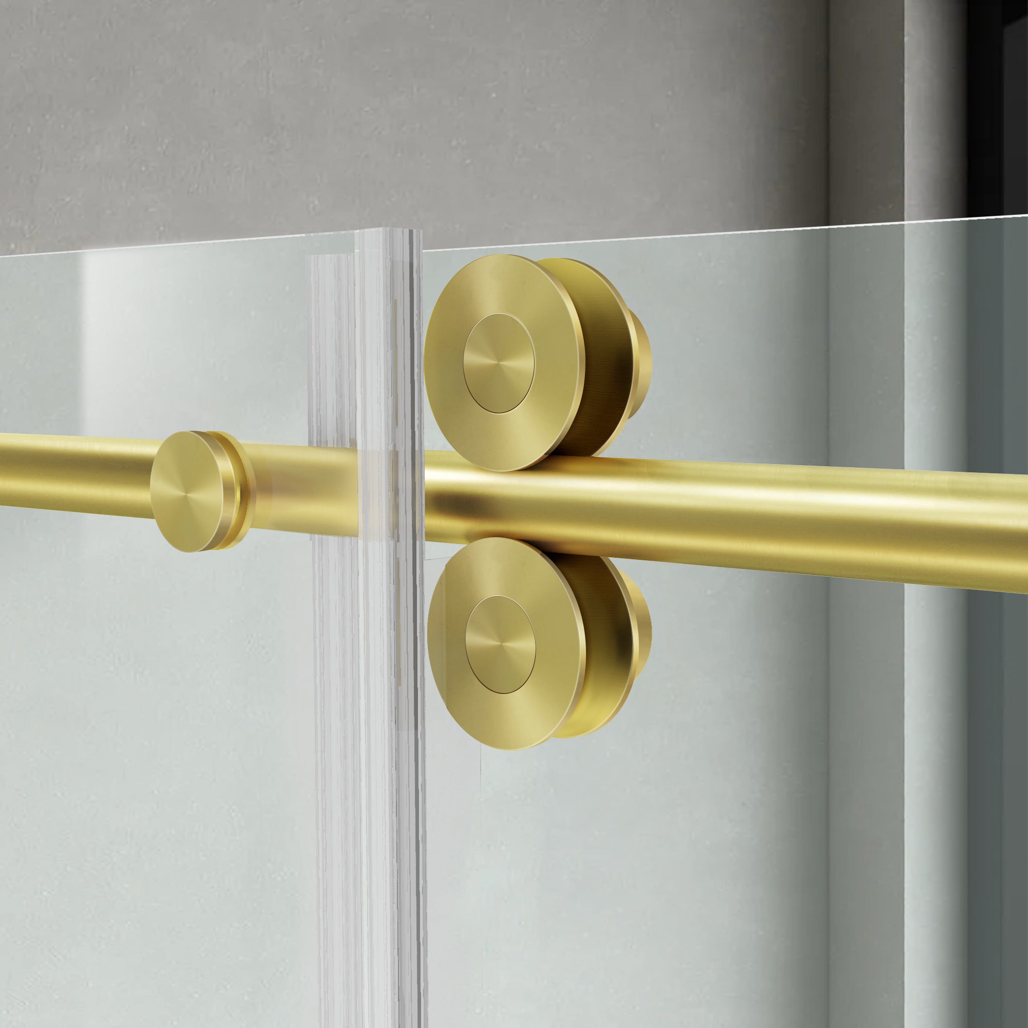 Frameless Single Sliding Bathtub Door Roller J8 #Color_Brushed Gold