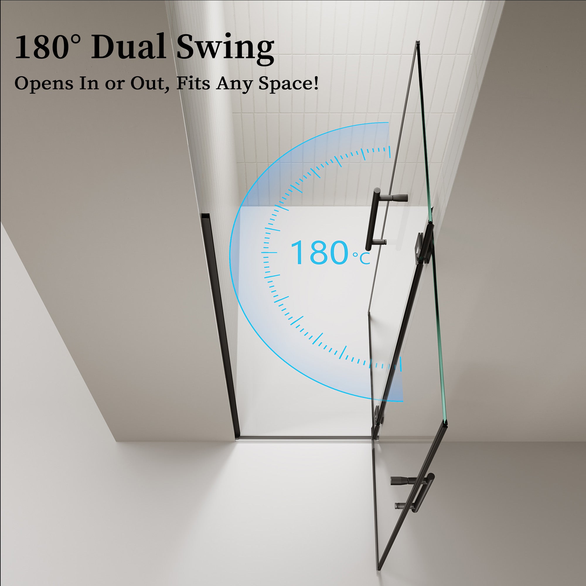 24"/28"/30 W x 72" H Frameless Hinged Shower Door with 5/16" (8 mm) Easy-Clean Clear Tempered Glass and Towel Handle #Color_Matte Black