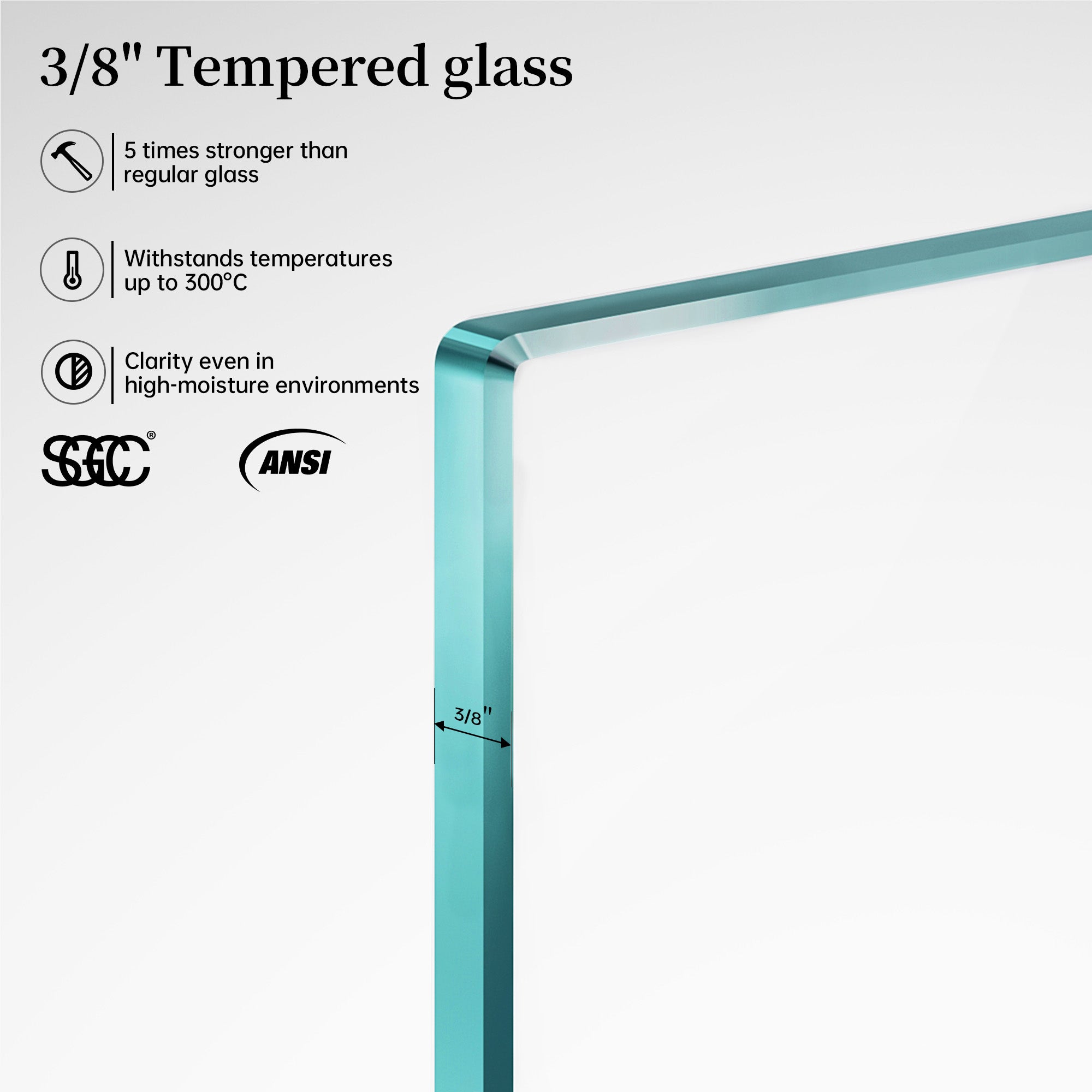 24"/28"/30 W x 72" H Frameless Hinged Shower Door with 5/16" (8 mm) Easy-Clean Clear Tempered Glass and Towel Handle