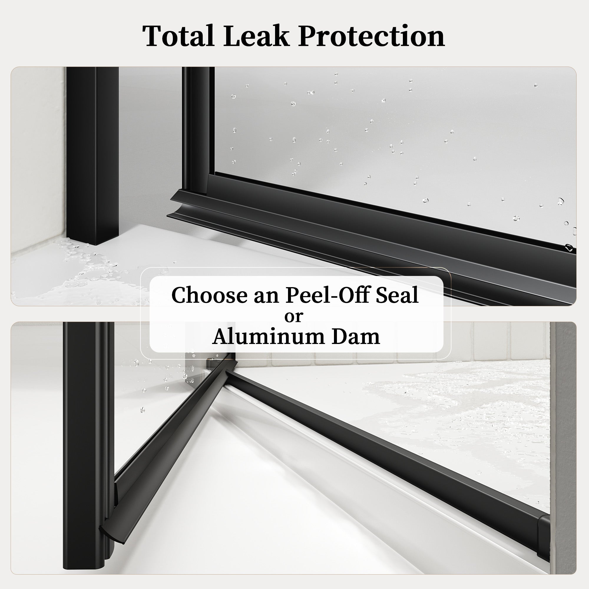 24"/28"/30 W x 72" H Frameless Hinged Shower Door with 5/16" (8 mm) Easy-Clean Clear Tempered Glass and Towel Handle #Color_Matte Black