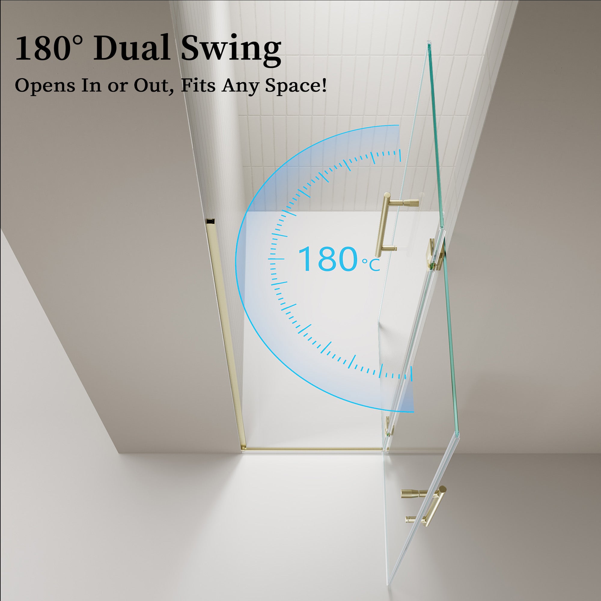 24"/28"/30 W x 72" H Frameless Hinged Shower Door with 5/16" (8 mm) Easy-Clean Clear Tempered Glass and Towel Handle #Color_Brushed Gold
