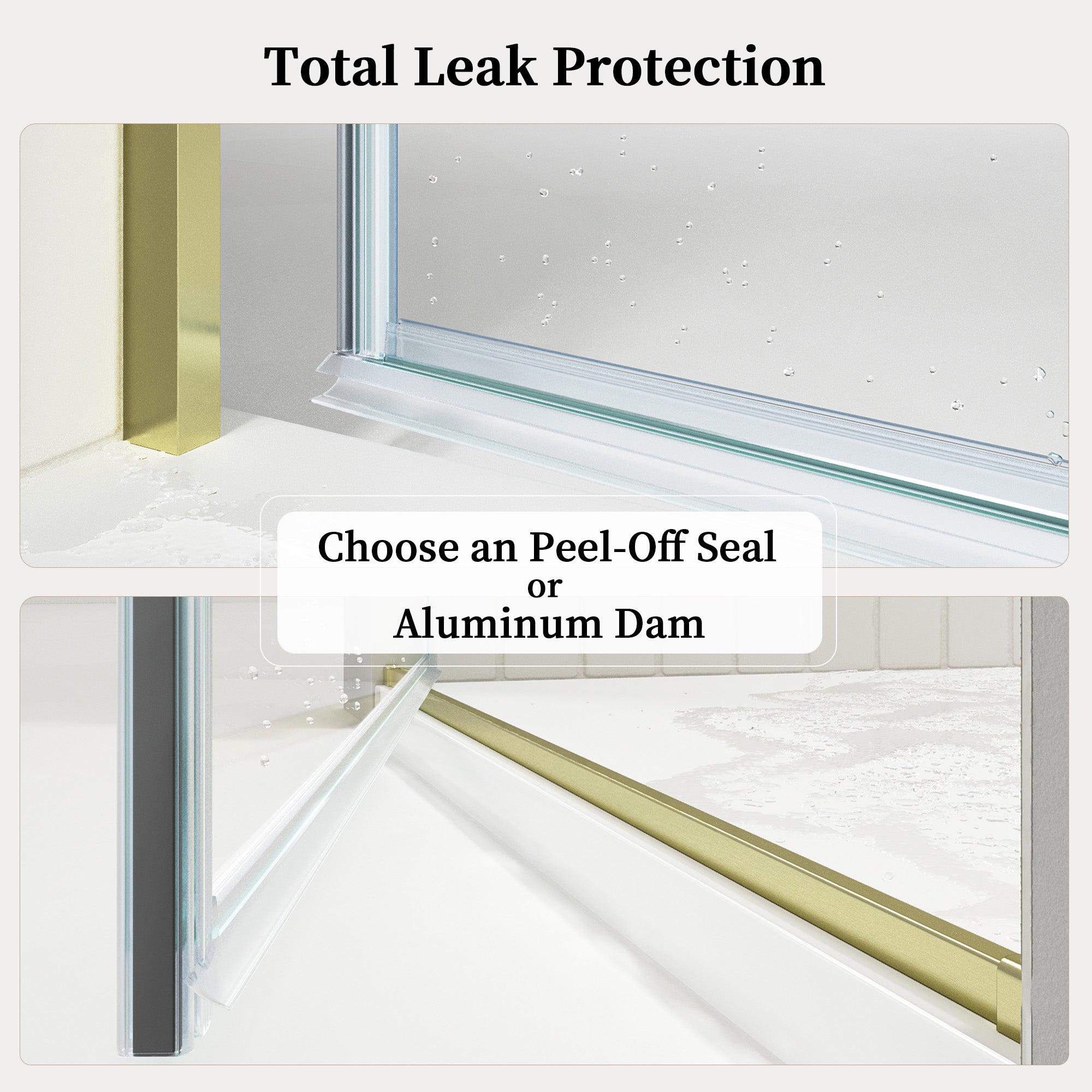 24"/28"/30 W x 72" H Frameless Hinged Shower Door with 5/16" (8 mm) Easy-Clean Clear Tempered Glass and Towel Handle #Color_Brushed Gold