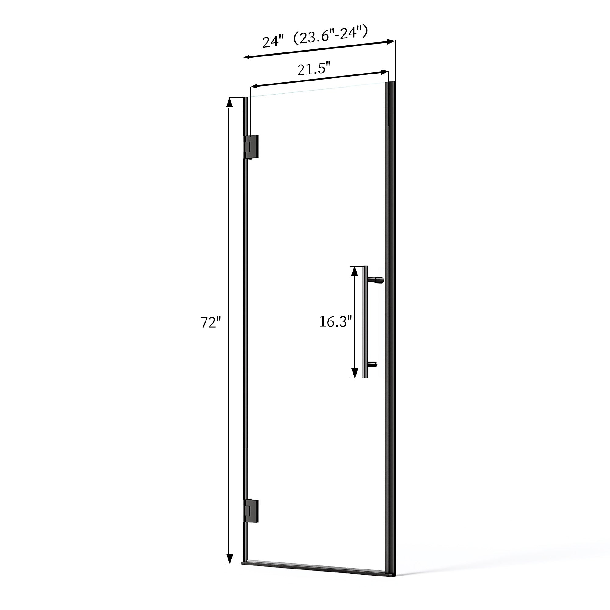 24"/28"/30 W x 72" H Frameless Hinged Shower Door with 5/16" (8 mm) Easy-Clean Clear Tempered Glass and Towel Handle #Size_24" x 72"