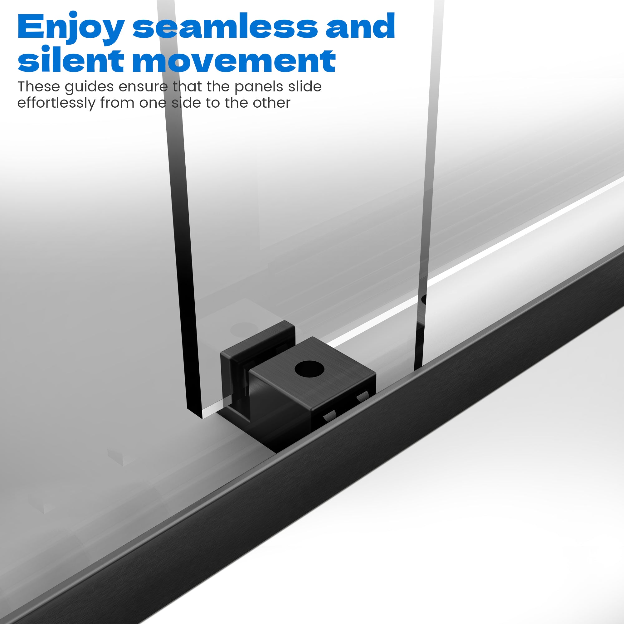 56" - 60" W x 62" H Semi - Frameless Double Sliding Bathtub Door with 5/16" (8 mm) Clear Glass and Stainless Steel Handle, Matte Black - Bathtub Door - AquivaCoast Showers - Bathtub Door - Sliding - 