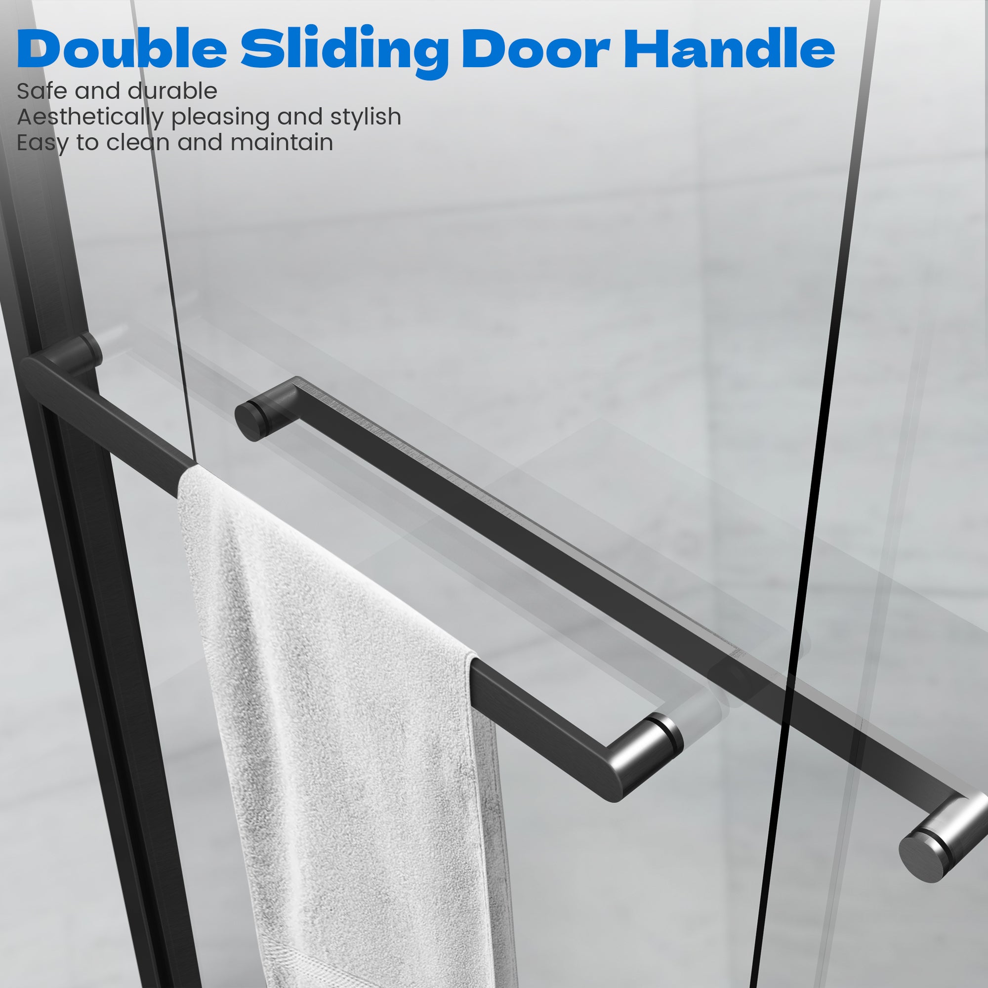 56" - 60" W x 62" H Semi - Frameless Double Sliding Bathtub Door with 5/16" (8 mm) Clear Glass and Stainless Steel Handle, Matte Black - Bathtub Door - AquivaCoast Showers - Bathtub Door - Sliding - 