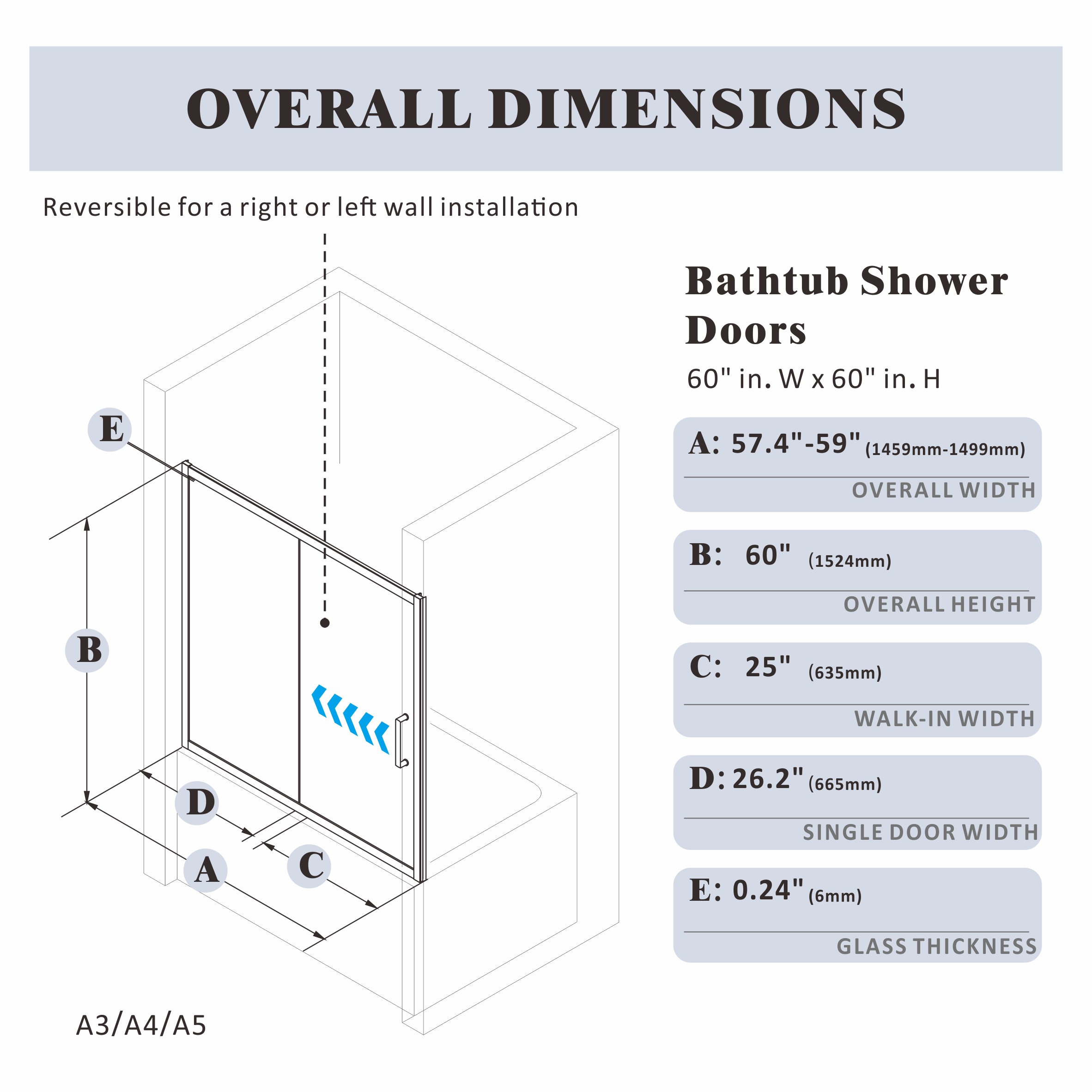 Bathtub Door｜Glide A3 - Bathtub Door - AquivaCoast - Bathtub Door - Sliding - 