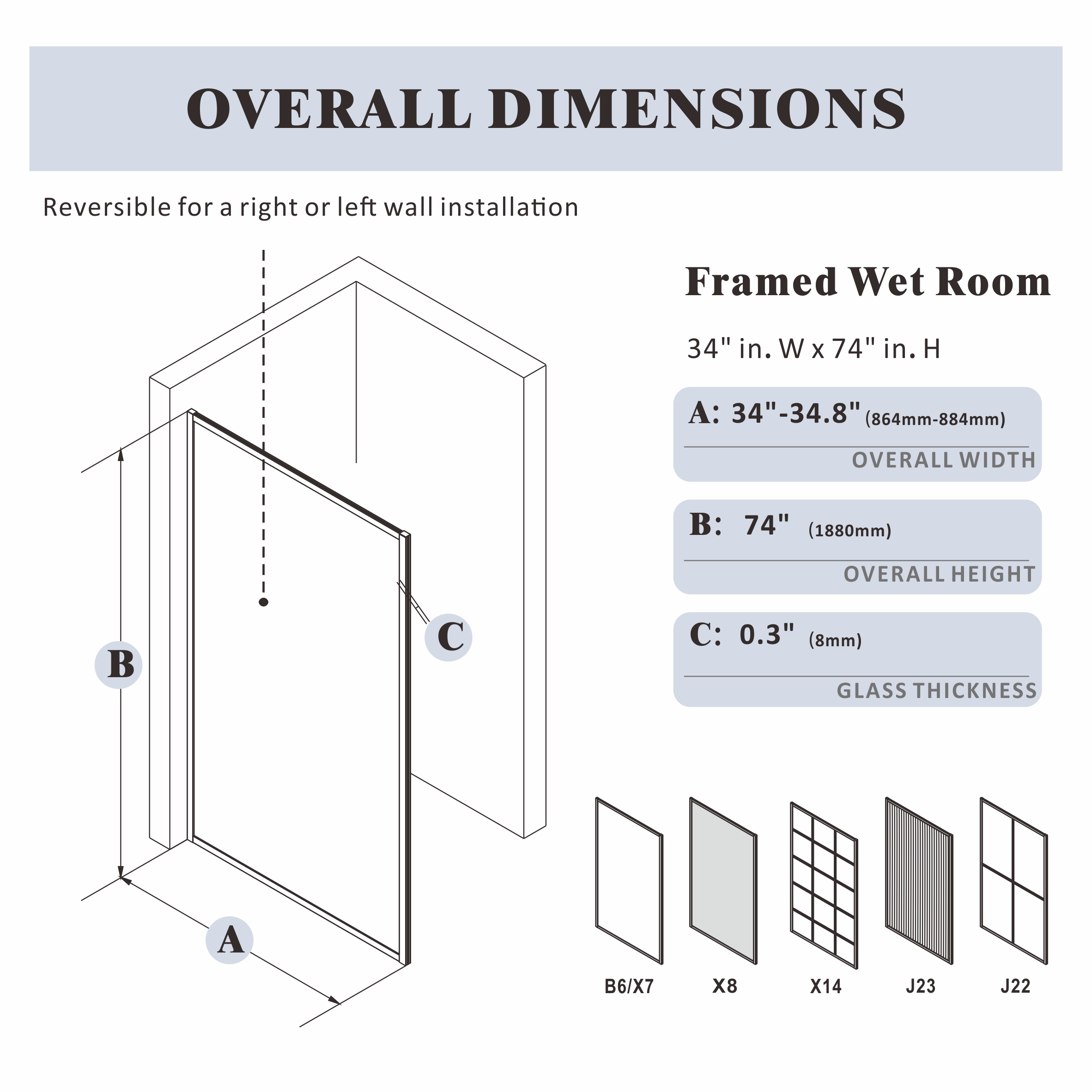Shower Screen｜Gridline J22 - Shower Screen - AquivaCoast - Fixed - Shower Screen - 