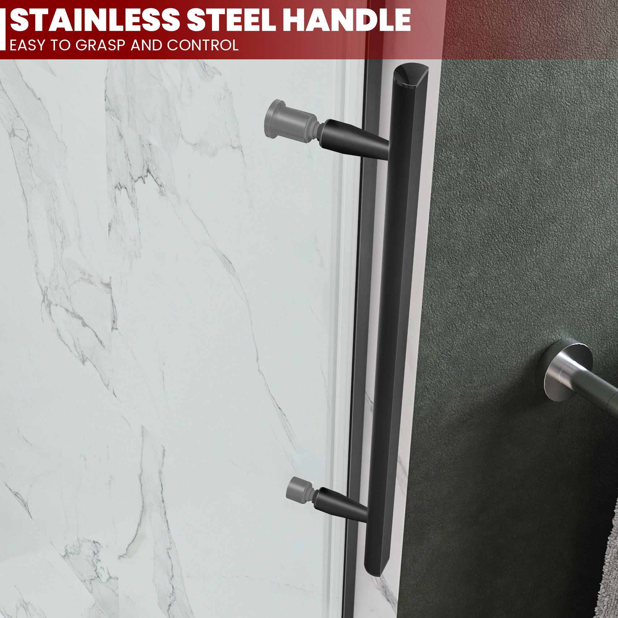 58.4"-59.2" x 60" Semi-Framed Single Sliding Tub Door Roller A6 #Color_Matte Black