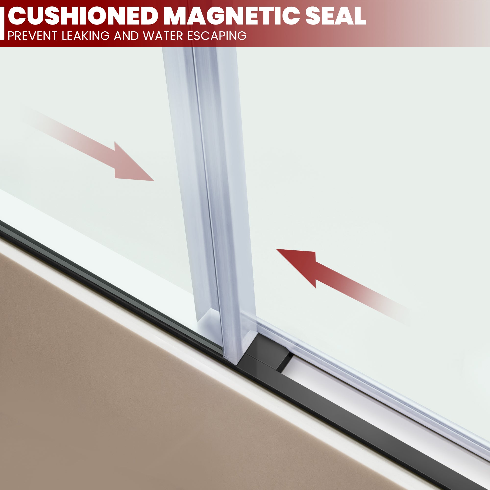 58.4"-59.2" x 60" Semi-Framed Single Sliding Tub Door Roller A6 #Color_Matte Black