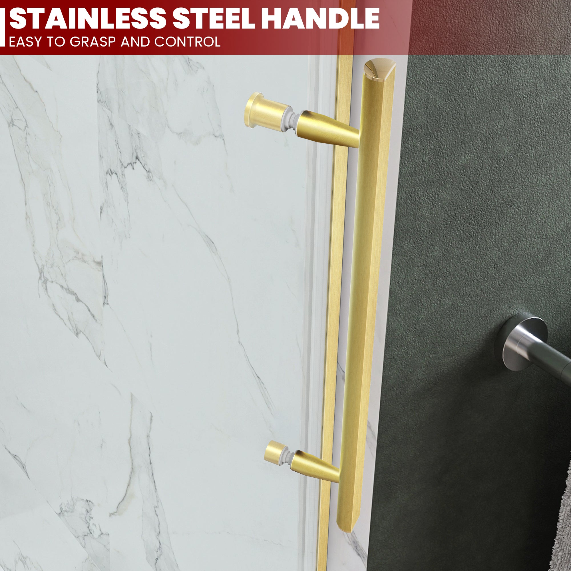 58.4"-59.2" x 60" Semi-Framed Single Sliding Tub Door Roller A7 #Color_Brushed Gold