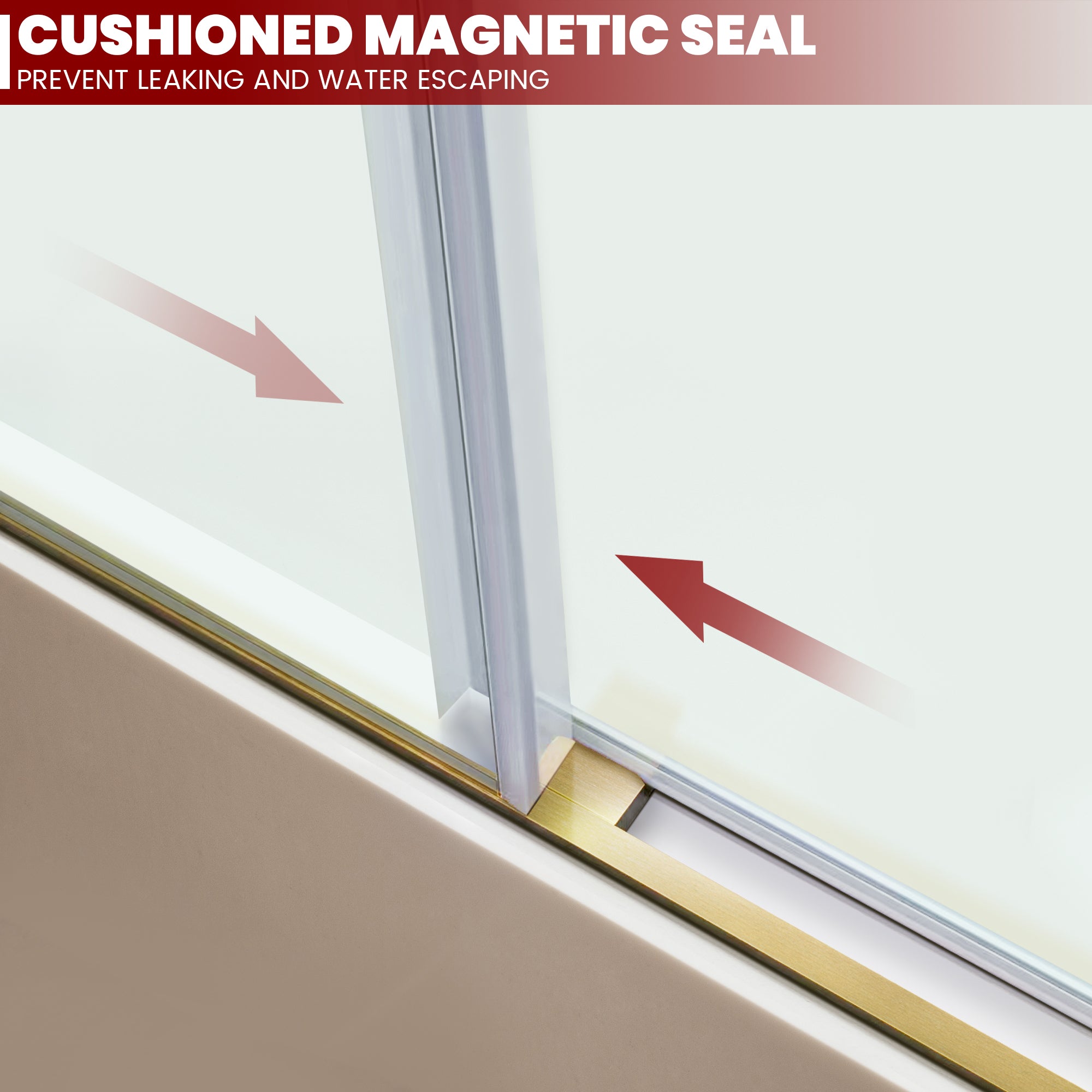 58.4"-59.2" x 60" Semi-Framed Single Sliding Tub Door Roller A7 #Color_Brushed Gold