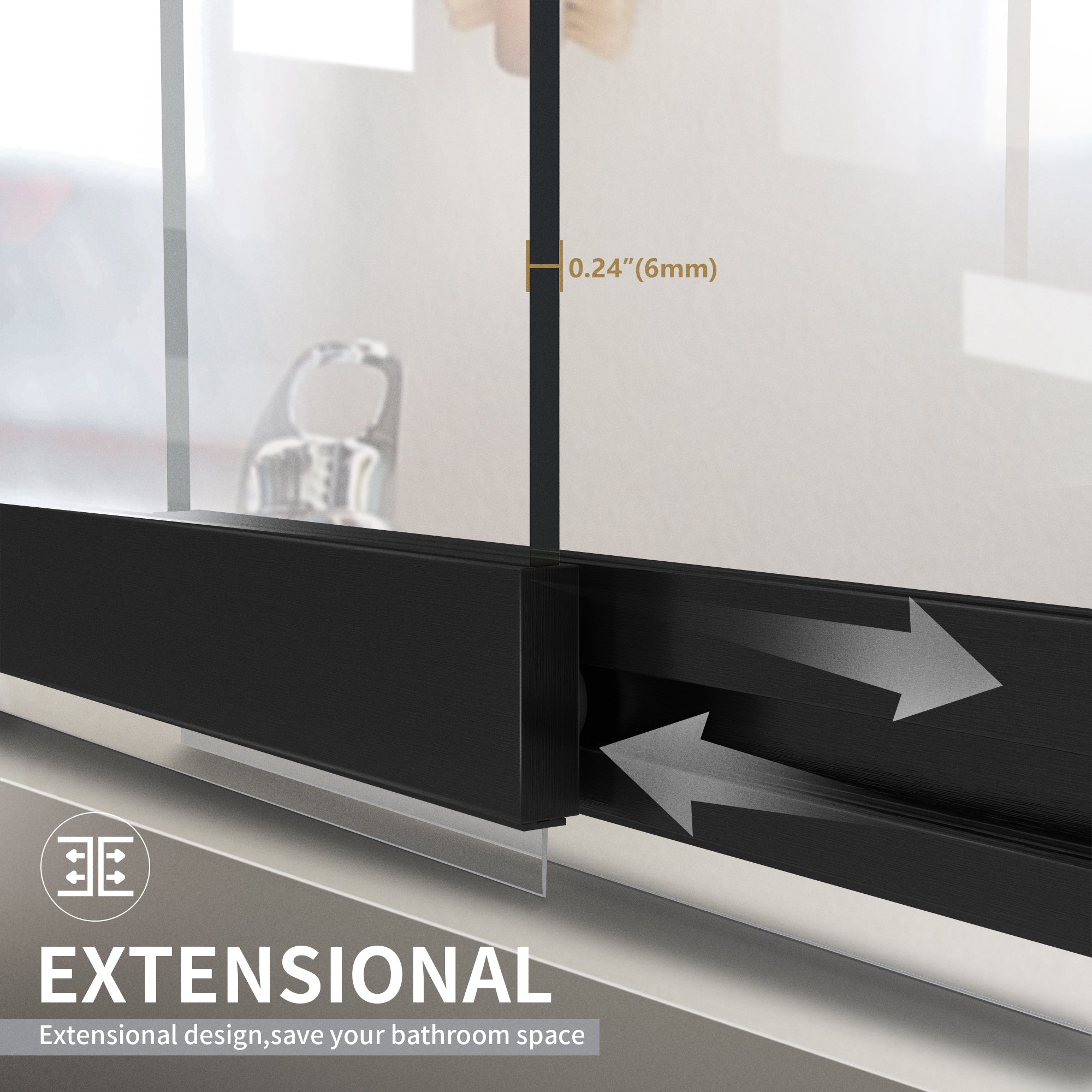 36" W x 55" H Semi-Frameless Pivot & Sliding Bathtub Screen Breeze B16 #Color_Matte Black