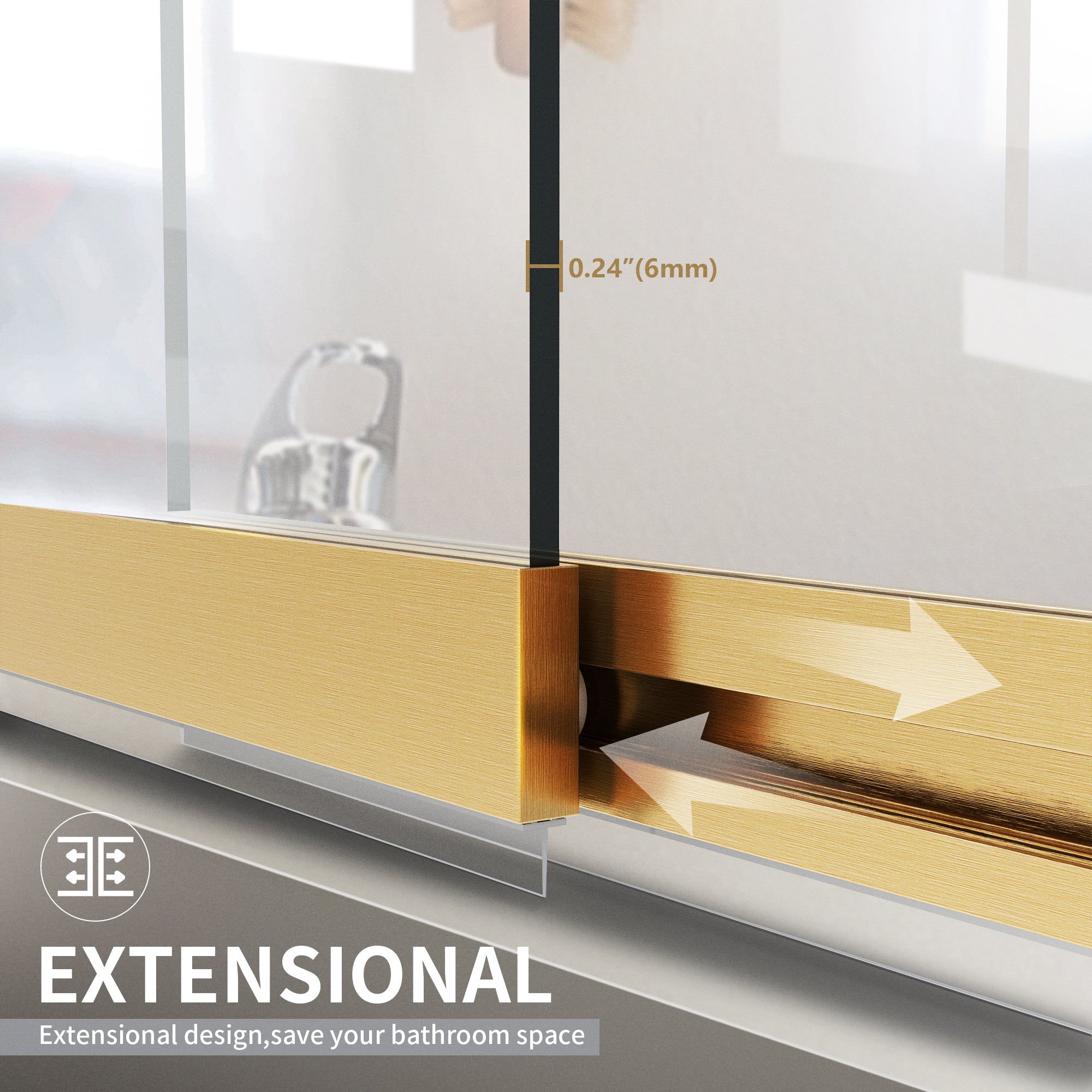 36" W x 55" H Semi-Frameless Pivot & Sliding Bathtub Screen Breeze B5 #Color_Brushed Gold