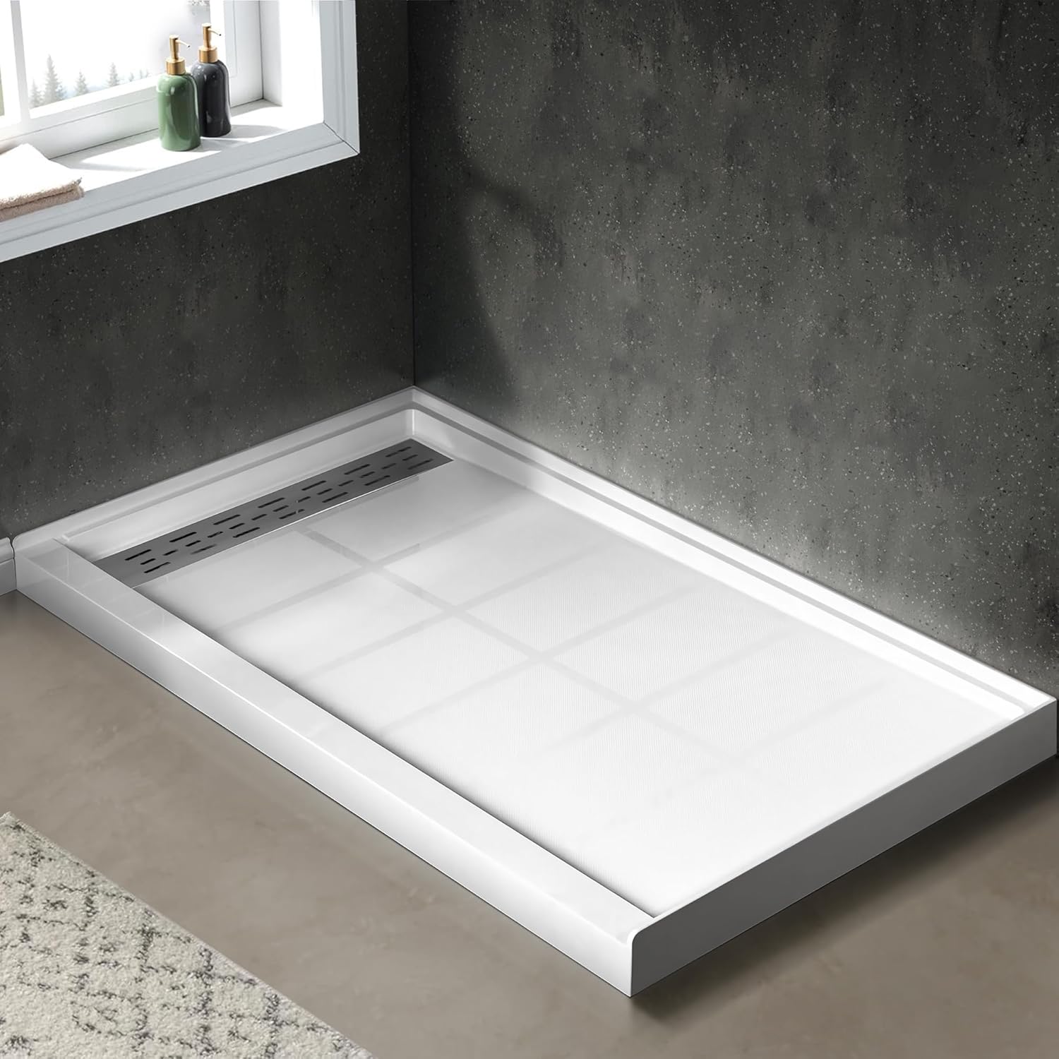 Single Threshold, Left / Right Drain Shower Pan Base #Drain Location_Left Drain
