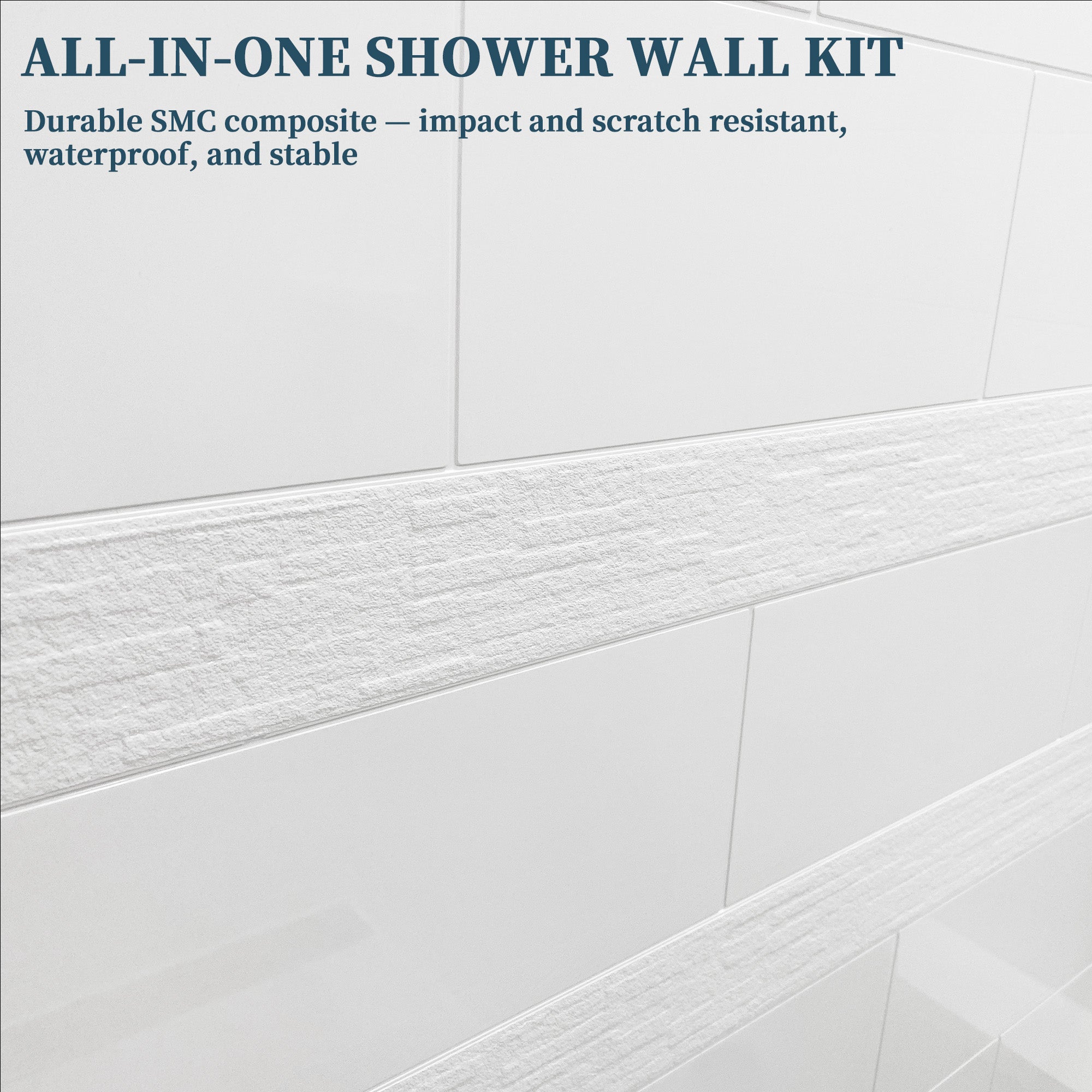 32"/36" D x 60" W x 78" H Shower Wall Panels Kit, Solid Surface 4-Panel Shower Surround, Glossy White Subway Tile Design