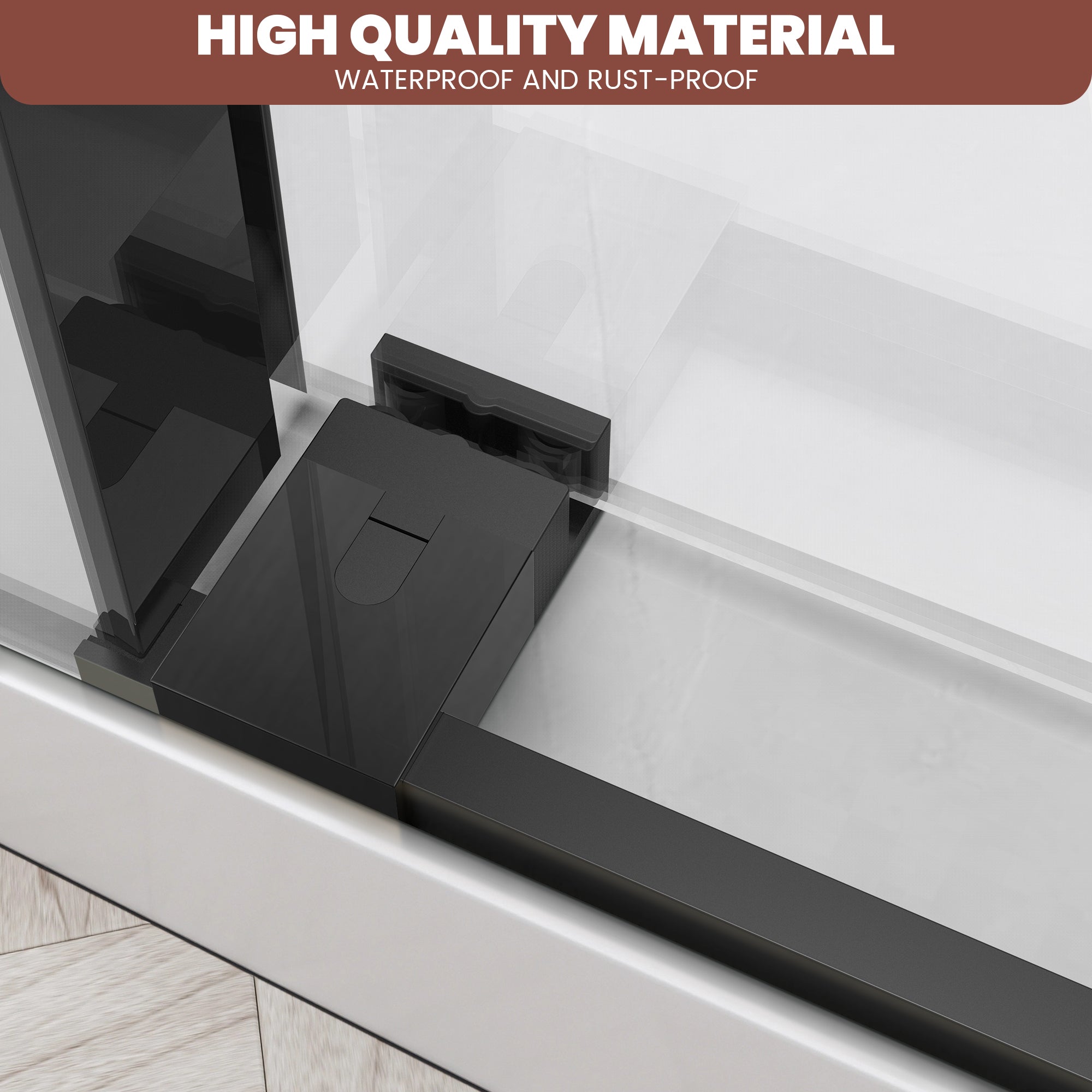 56"-60" x 76" Frameless Single Sliding Shower Door #Color_Matte Black