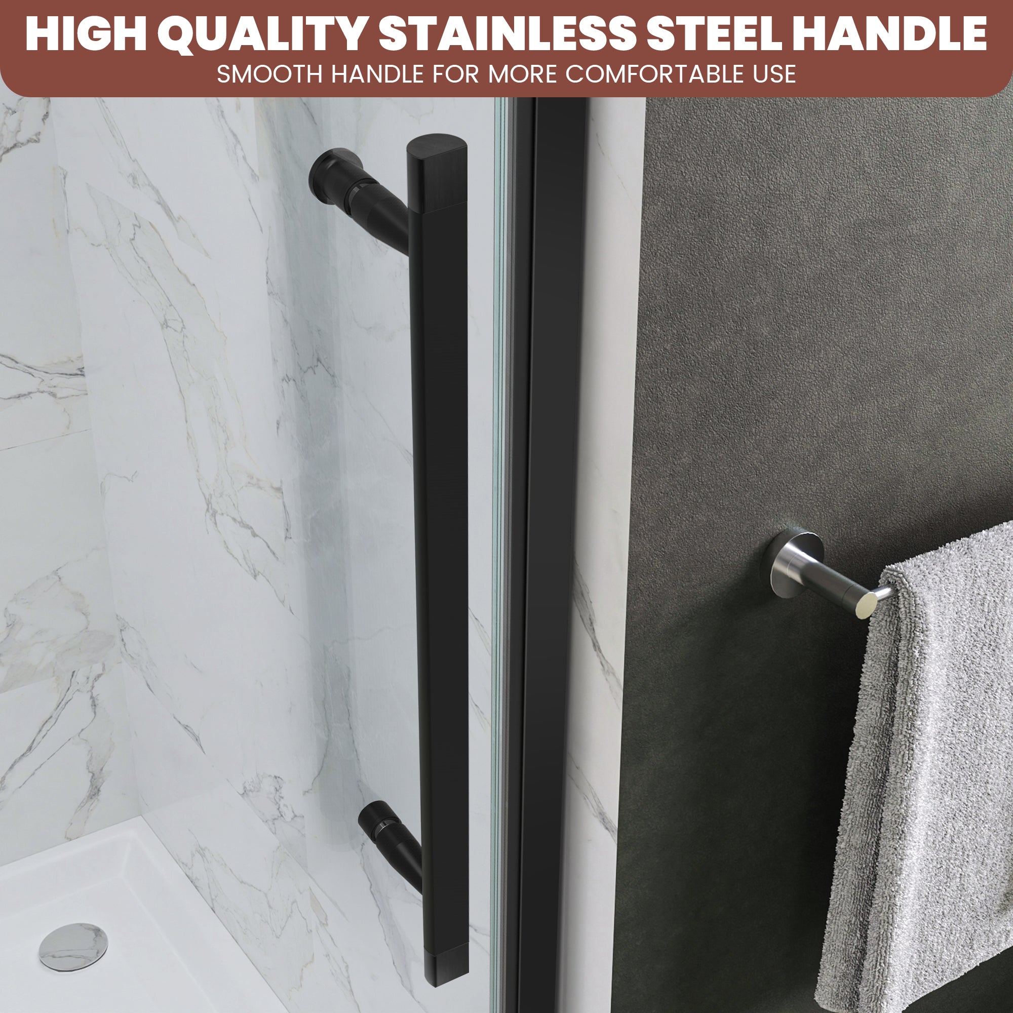 56"-60" x 76" Frameless Single Sliding Shower Door #Color_Matte Black