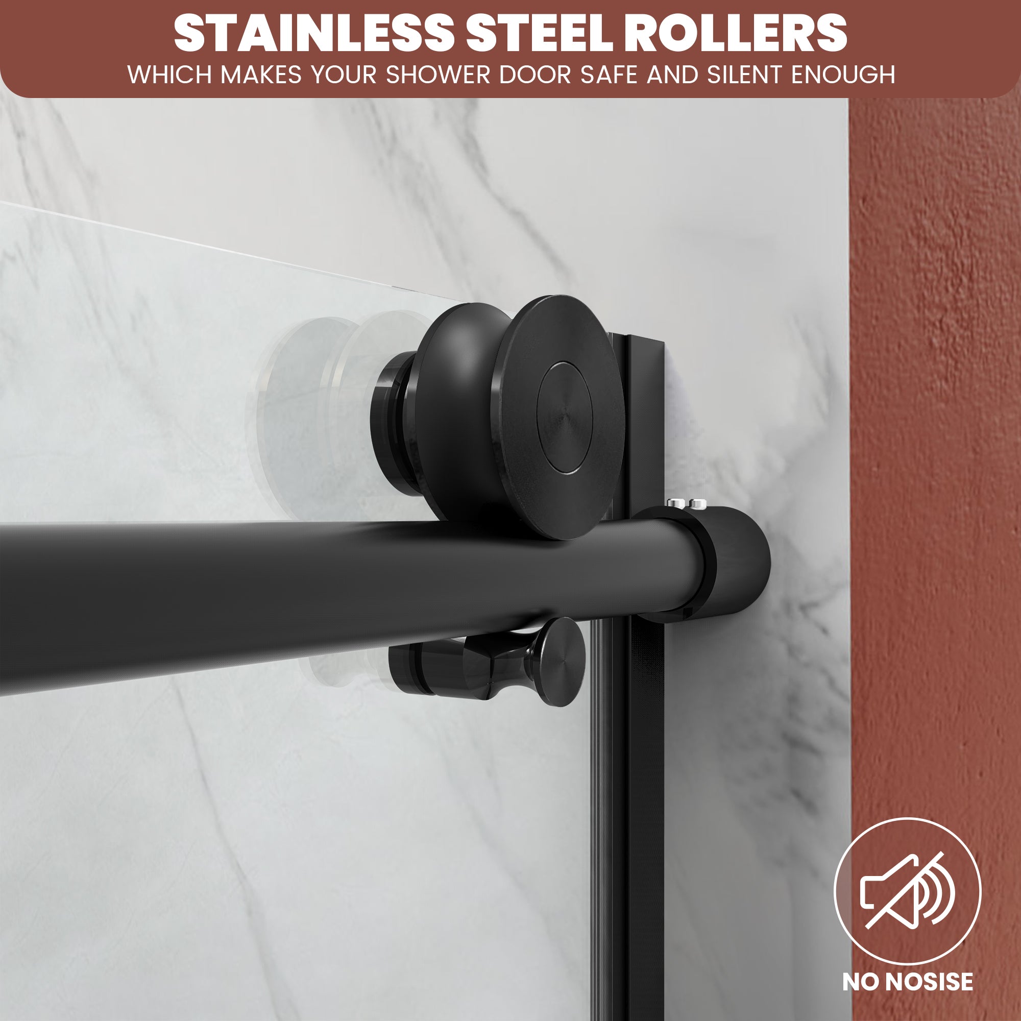 56"-60" x 76" Frameless Single Sliding Shower Door #Color_Matte Black
