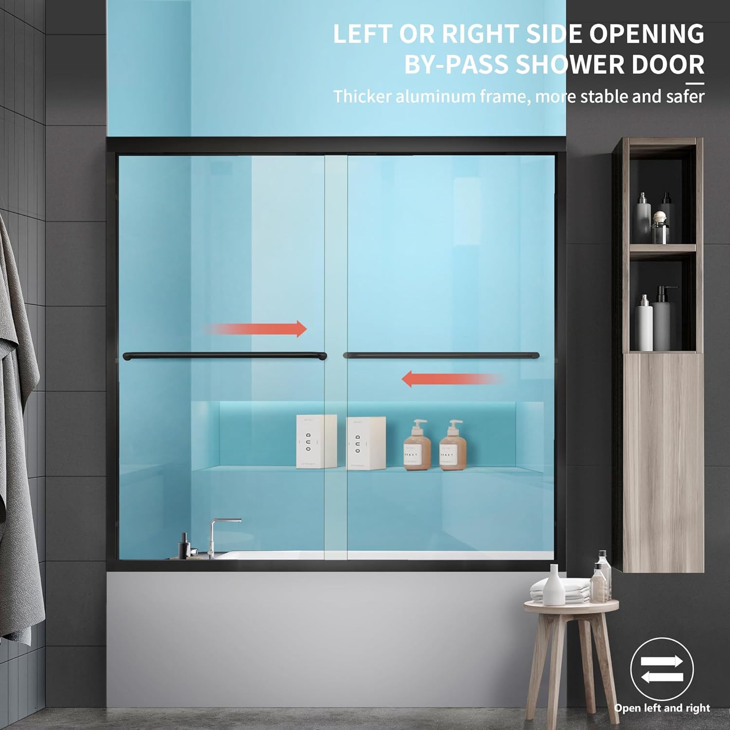 56"-60" W x 58"/62"/65" H Framed Double Sliding Bathtub Door Glide B21 #Color_Matte Black