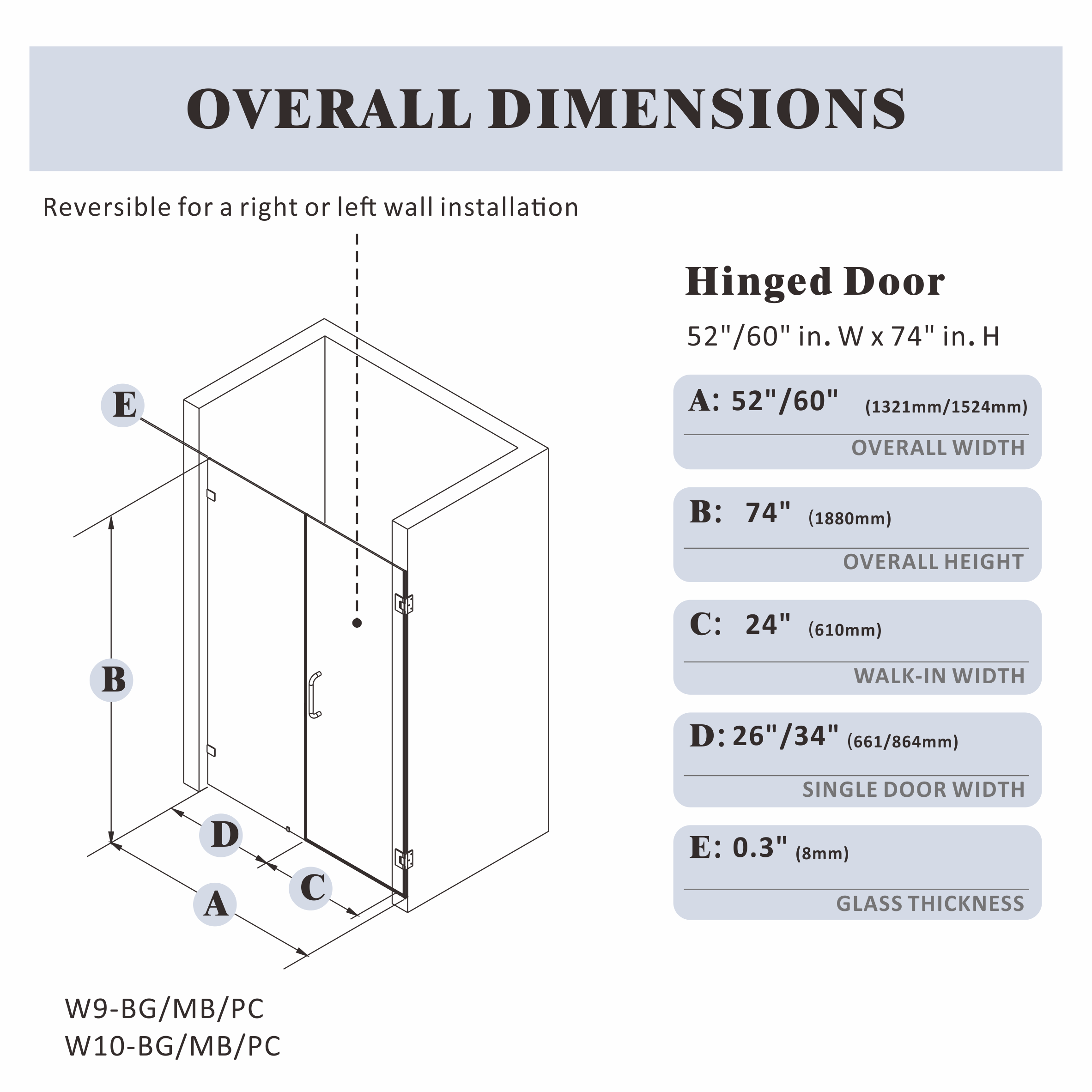 Shower Door｜Aurora W9-BG