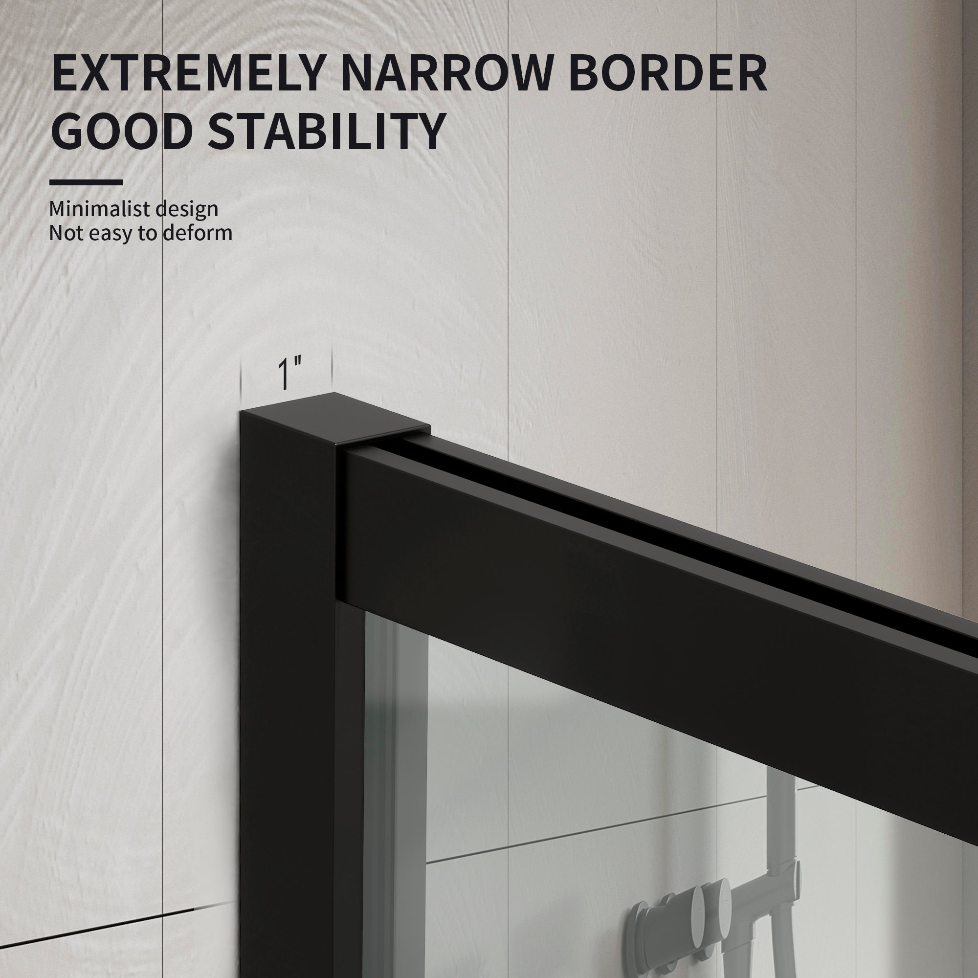 34" W x 76" H Walk-in Framed Fixed Shower Panel with 5/16" (8 mm) Clear Tempered Glass and Matte Black Grid Finish