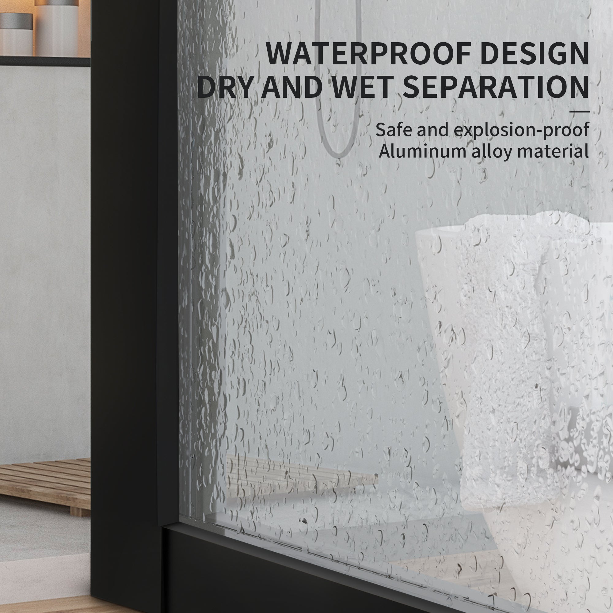 34" W x 76" H Walk-in Framed Fixed Shower Panel with 5/16" (8 mm) Clear Tempered Glass and Matte Black Grid Finish